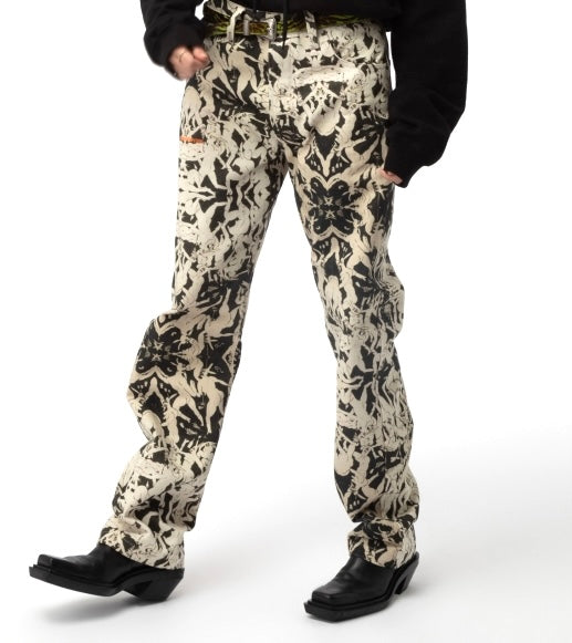 Kids of Broken Future party psychedelic Kamasutra allover jeans, BNWT