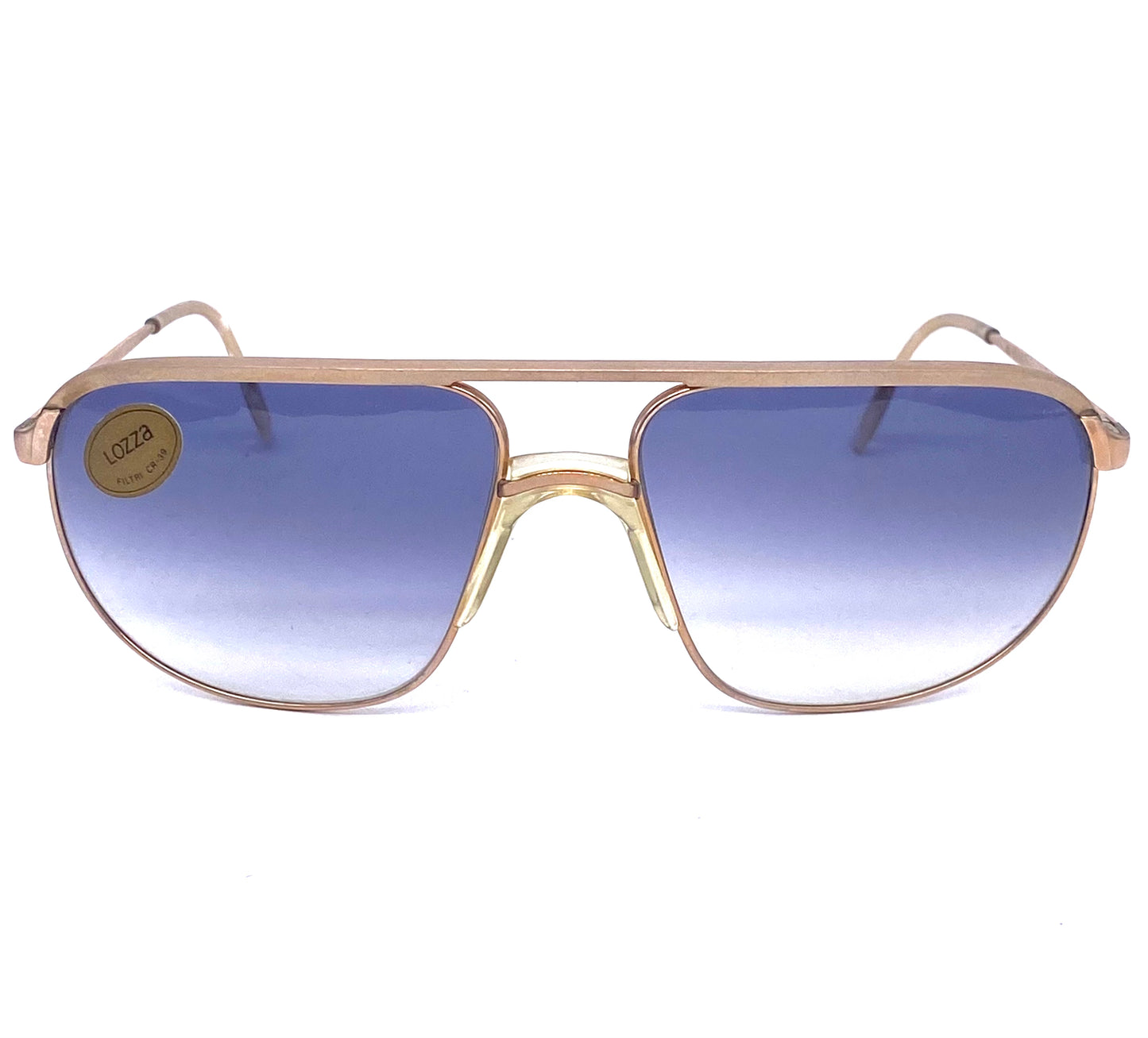 Lozza Linea Profilo 14k rolled gold dbl bridge luxury aviator sunglasses, NoS 70s