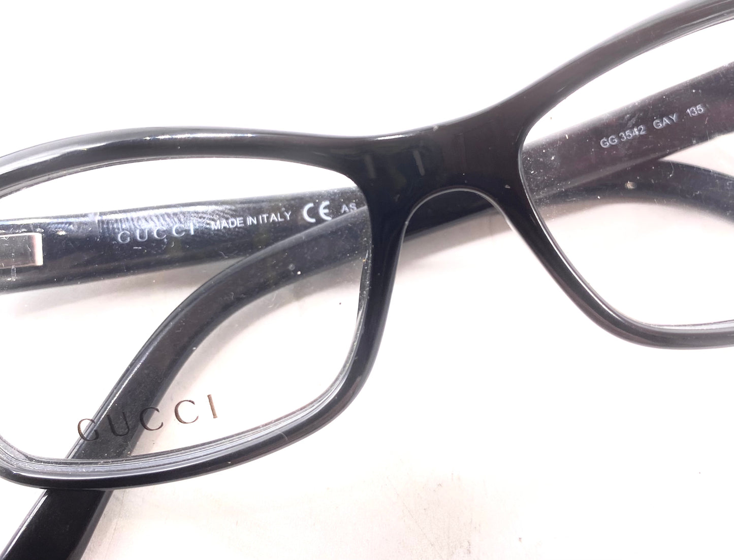 Gucci GG3542 black cateye ladies eyeglasses signature detailed temples, NOS Y2K