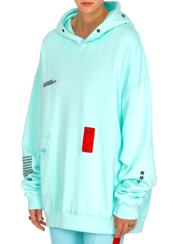 Kids of Broken Future turquoise fanny pack hoodie sz M