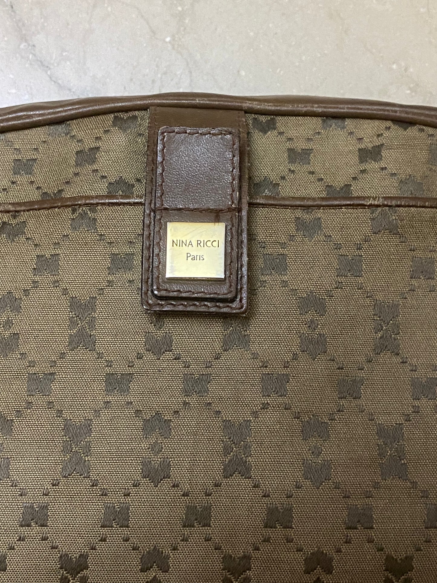 Nina Ricci monogram canvas & leather shoulder pouch bag, mint