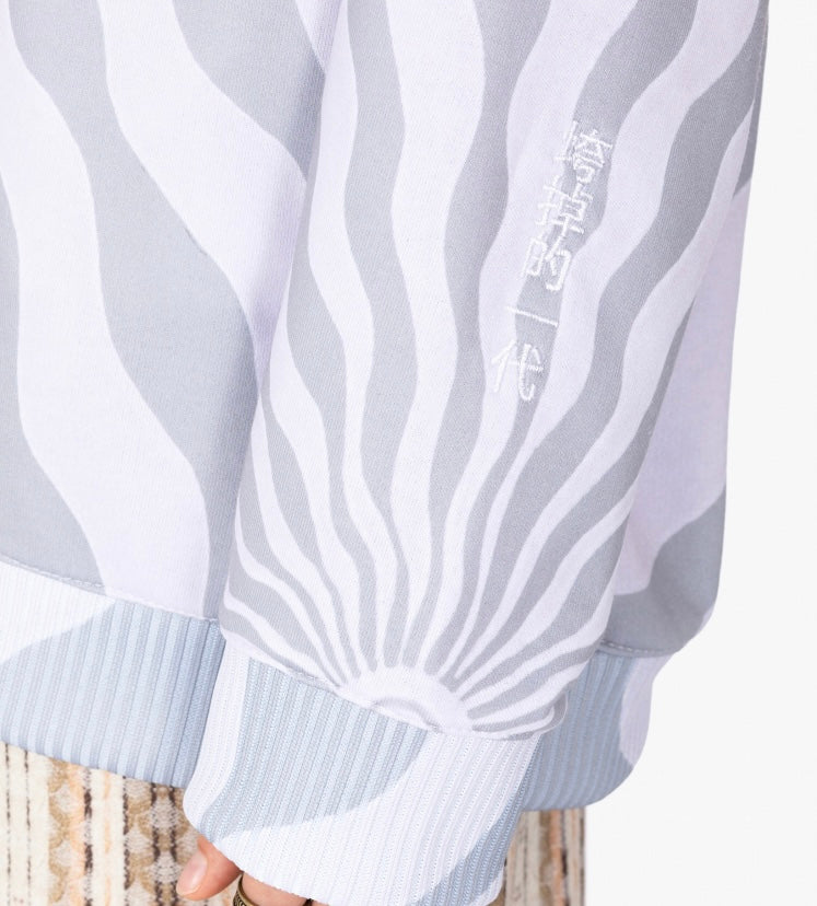 Kids of Broken Future Smiley psychedelic hoodie with op-art print, Sz L
