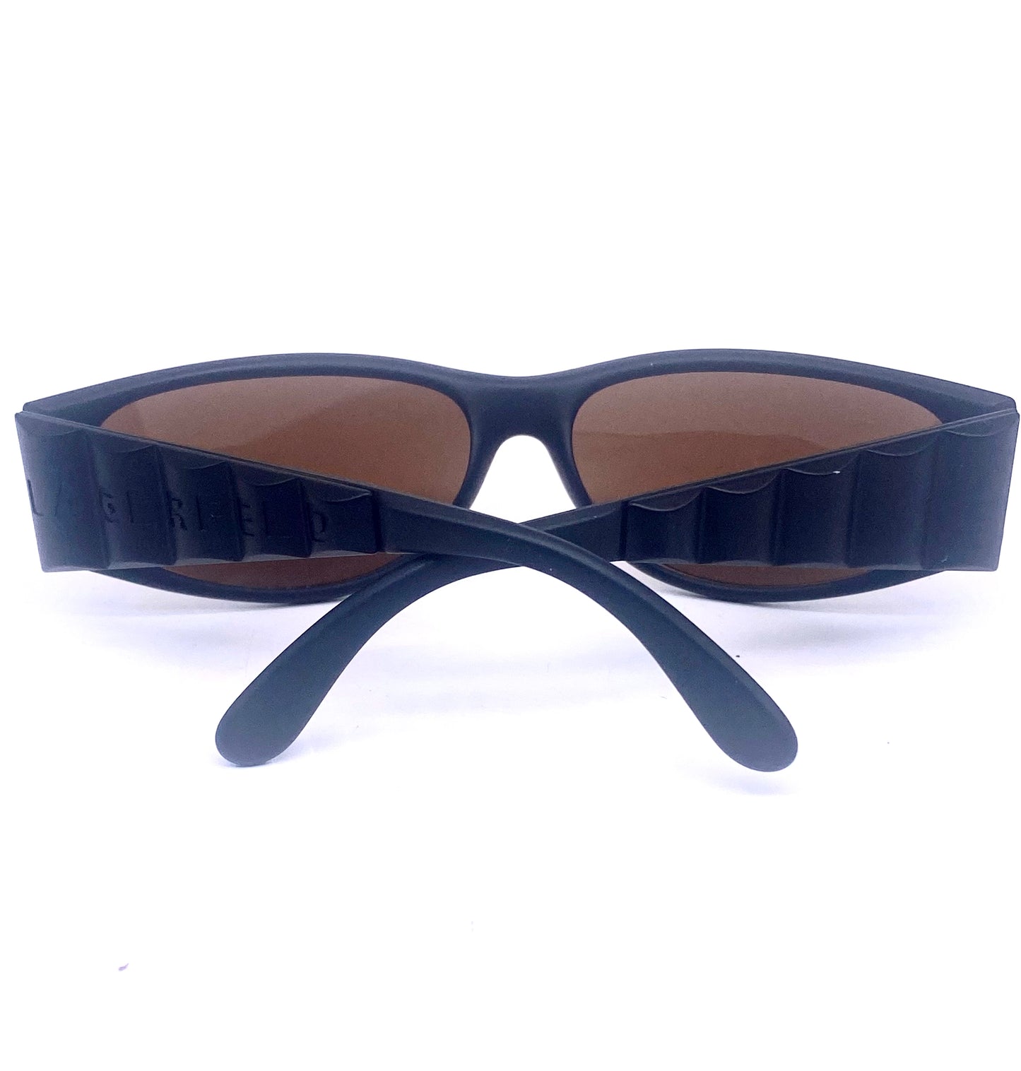 Lagerfeld 4105 Matt black wrap sunglasses, cool modern design, NOS 90s