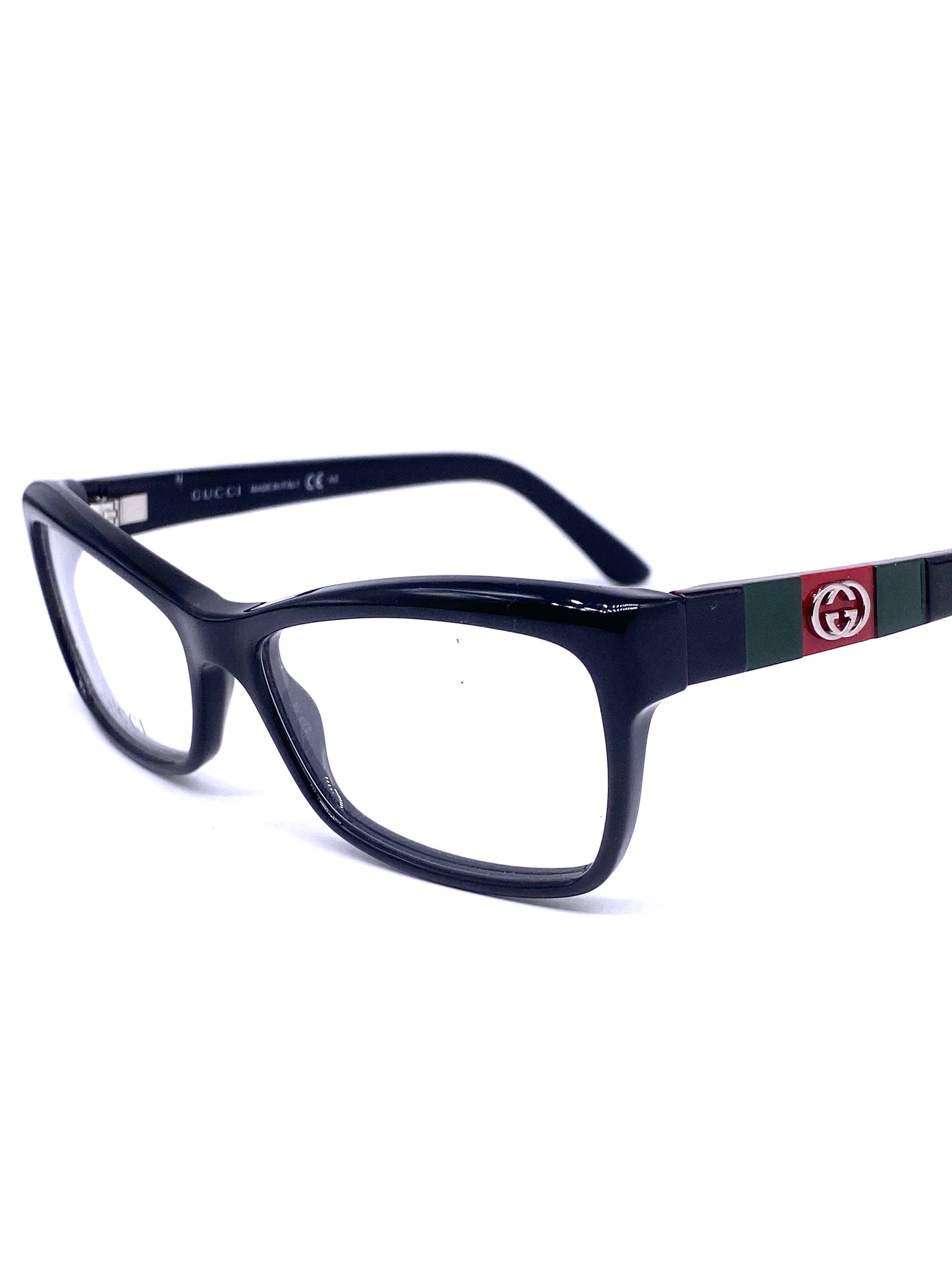 Gucci GG3542 black cateye ladies eyeglasses signature detailed temples, NOS Y2K