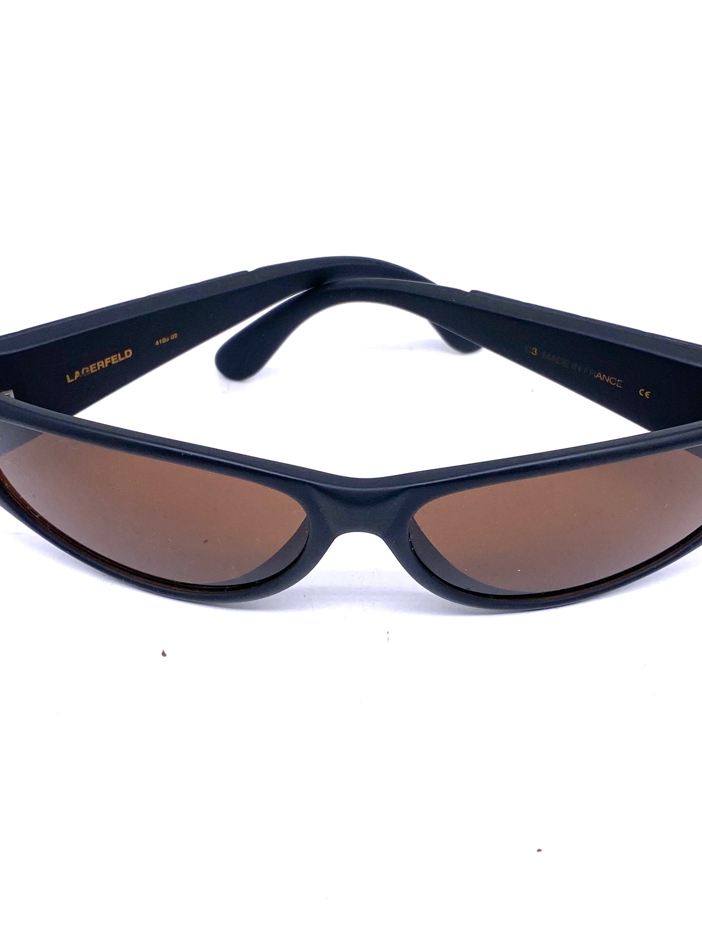 Lagerfeld 4105 Matt black wrap sunglasses, cool modern design, NOS 90s