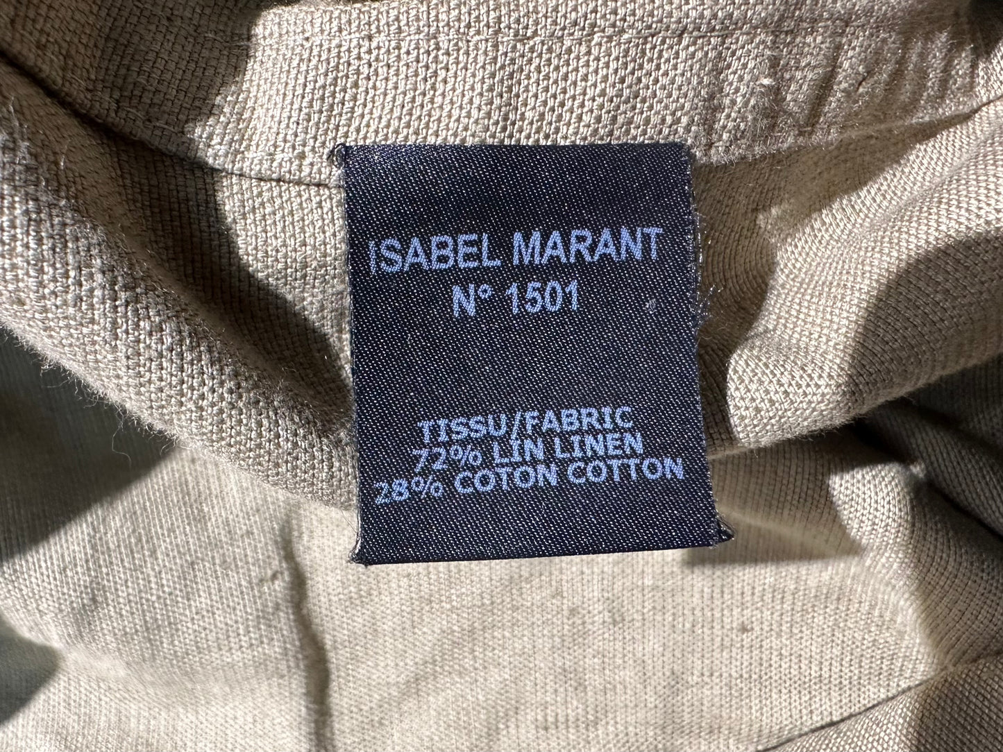 Isabel Marant military snap-up linen drawstring jacket w cropped sleeve sz 36 mint