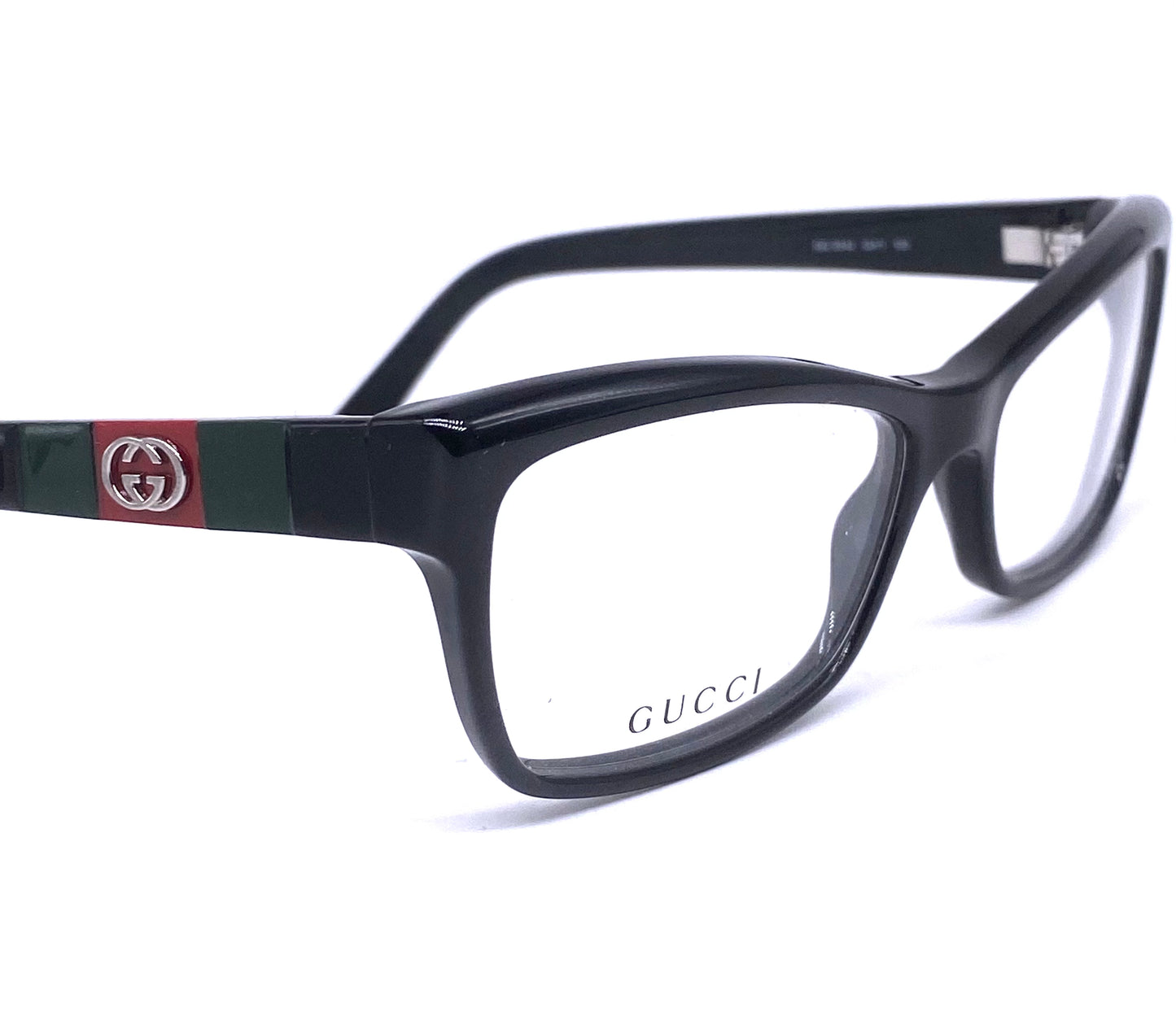 Gucci GG3542 black cateye ladies eyeglasses signature detailed temples, NOS Y2K