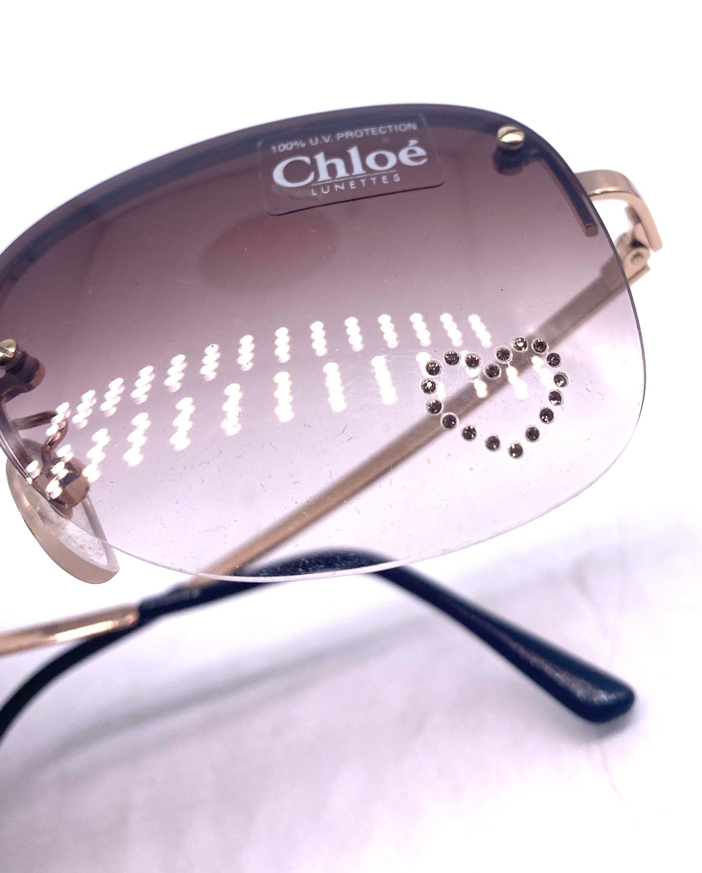 Chloé 59s drop shaped rimless sunglasses made in Italy, 90s NOS