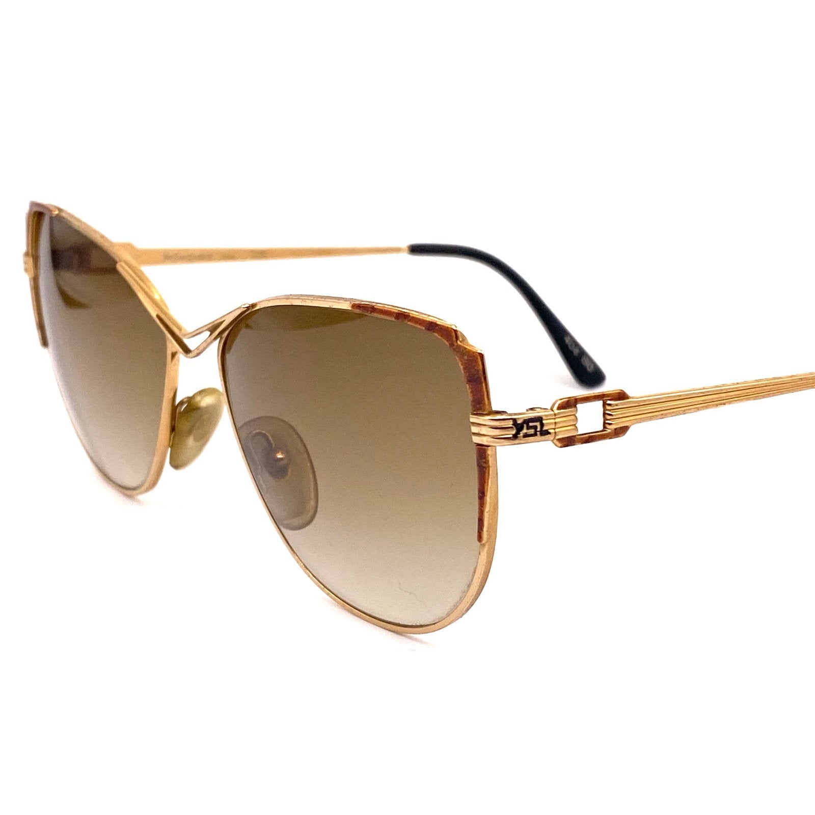 SAINT LAURENT: metal sunglasses - Gold