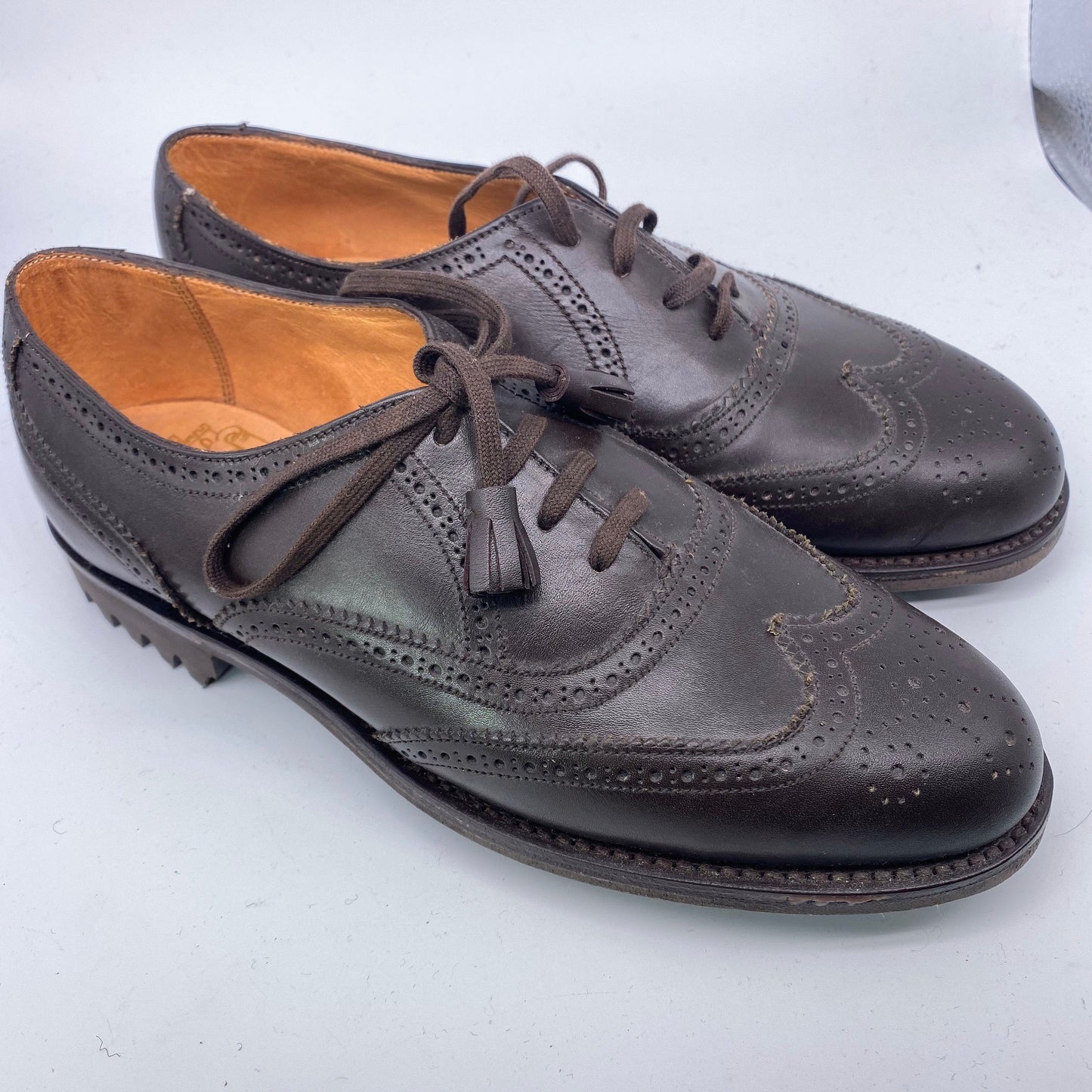 Grenson Royal Windsor dark brown NOS ladies brogue shoes, church style UK handmade leather