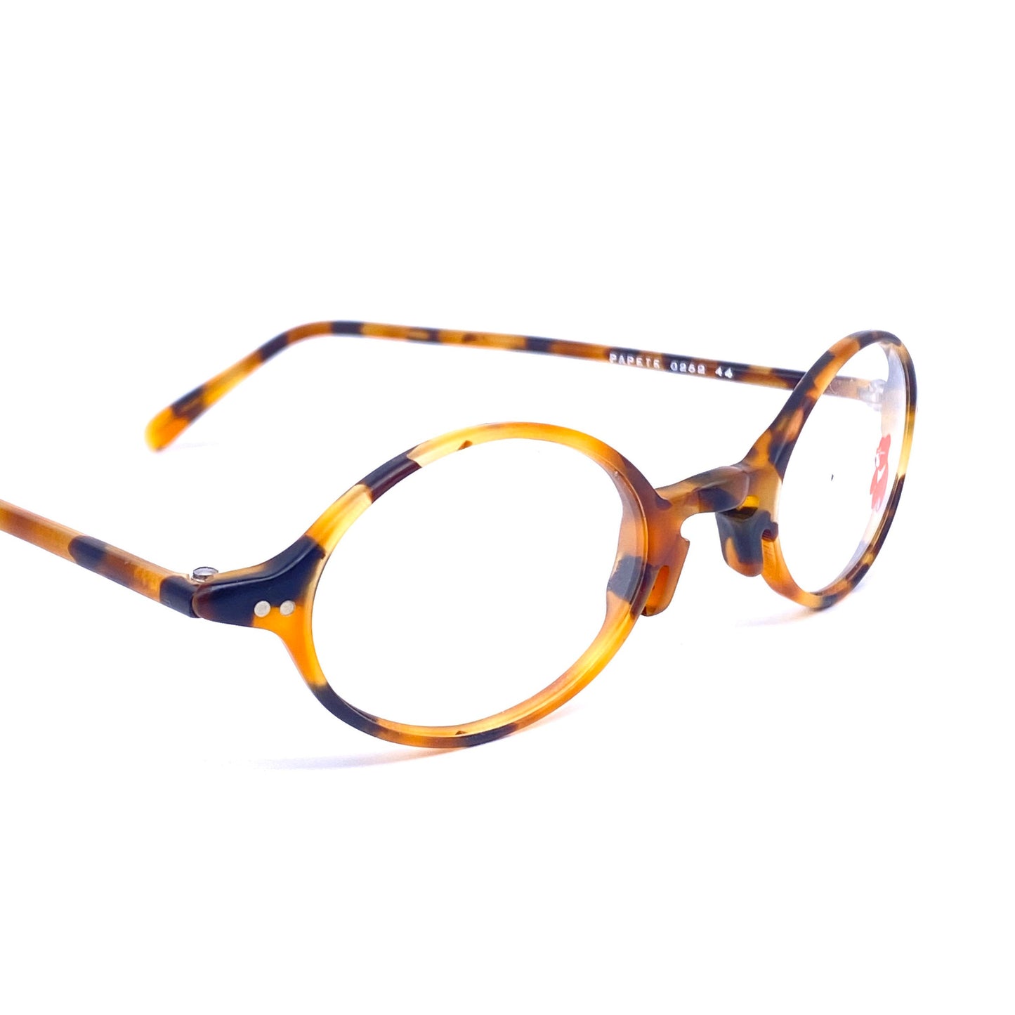 Retro Styled tortoise oval eyeglasses with unusual nose bridge, Victorian inspired spectacles NOS 80s