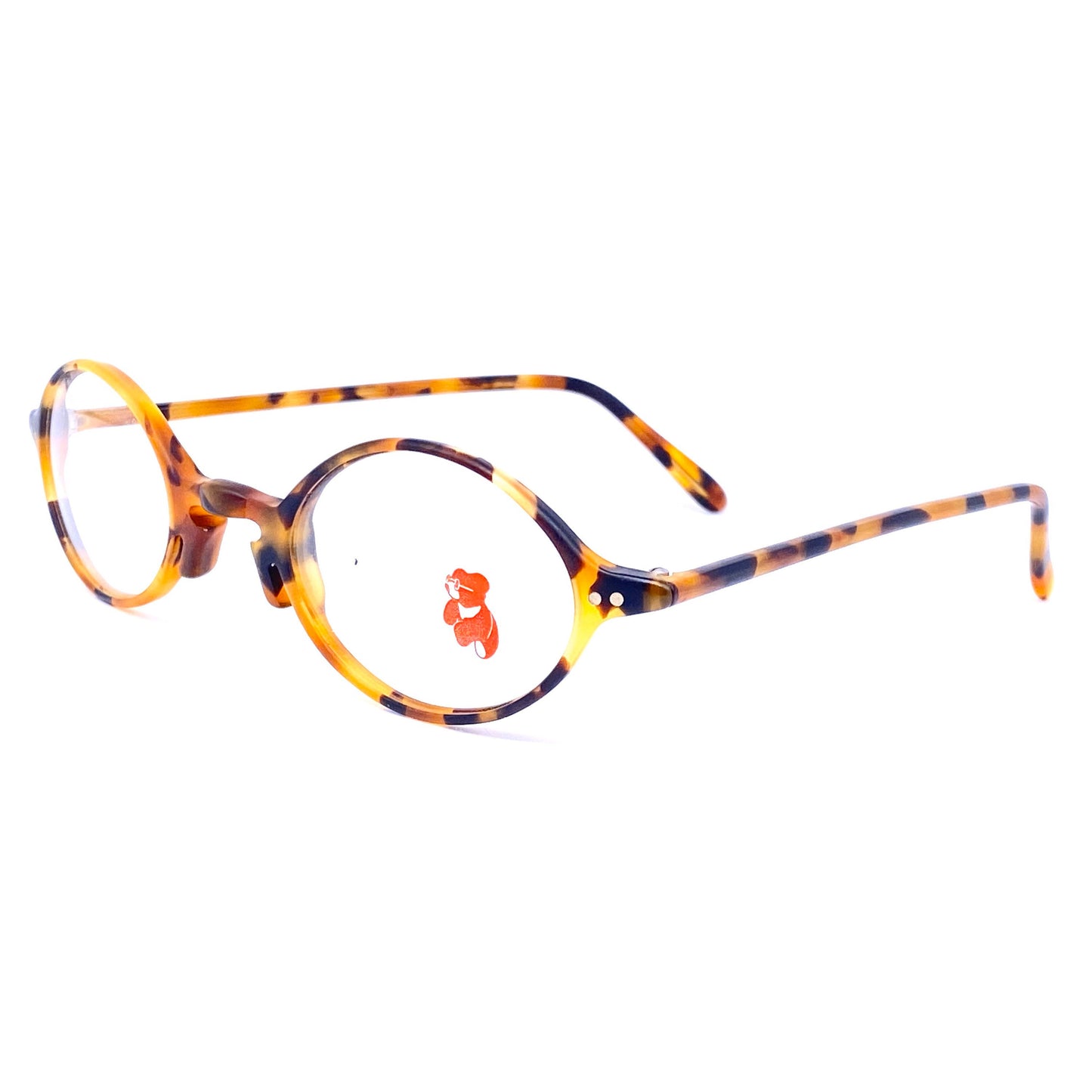 Retro Styled tortoise oval eyeglasses with unusual nose bridge, Victorian inspired spectacles NOS 80s