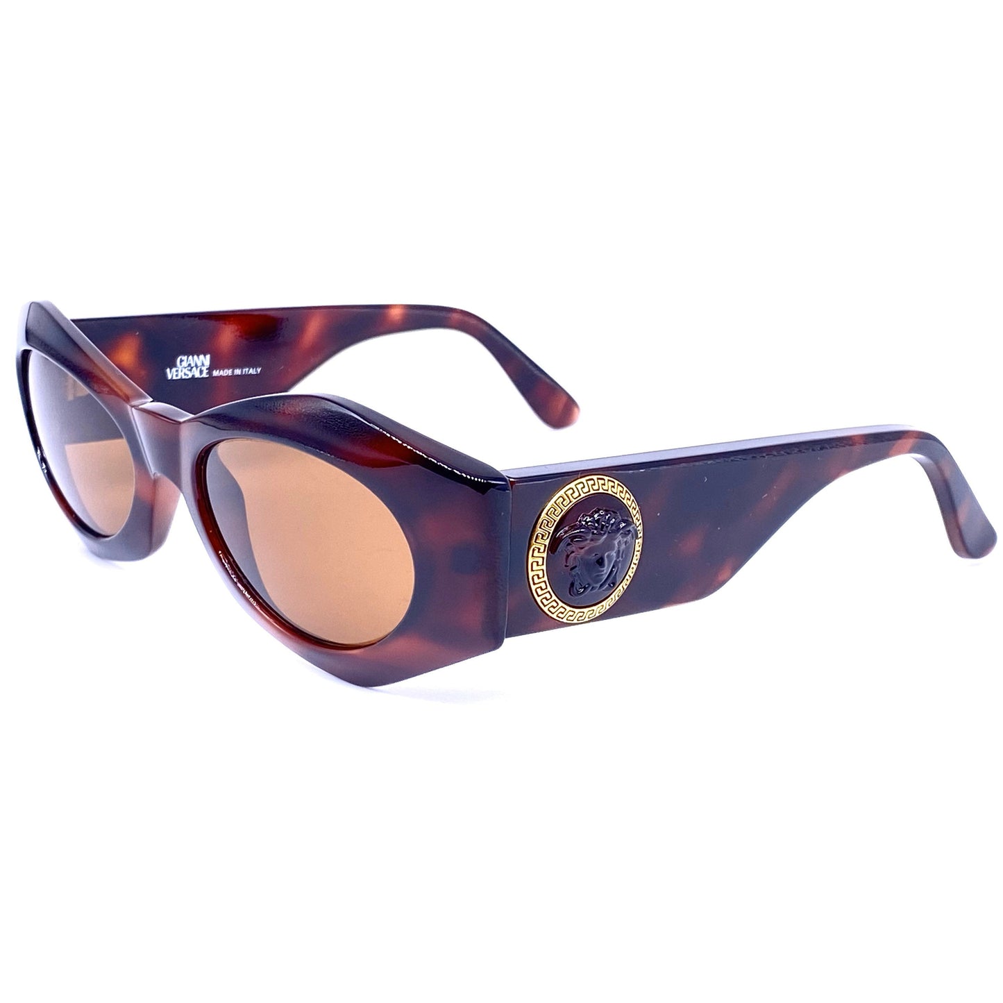 Gianni Versace 422 E tortoise gold Medusa sunglasses made in Italy, 1990s NOS