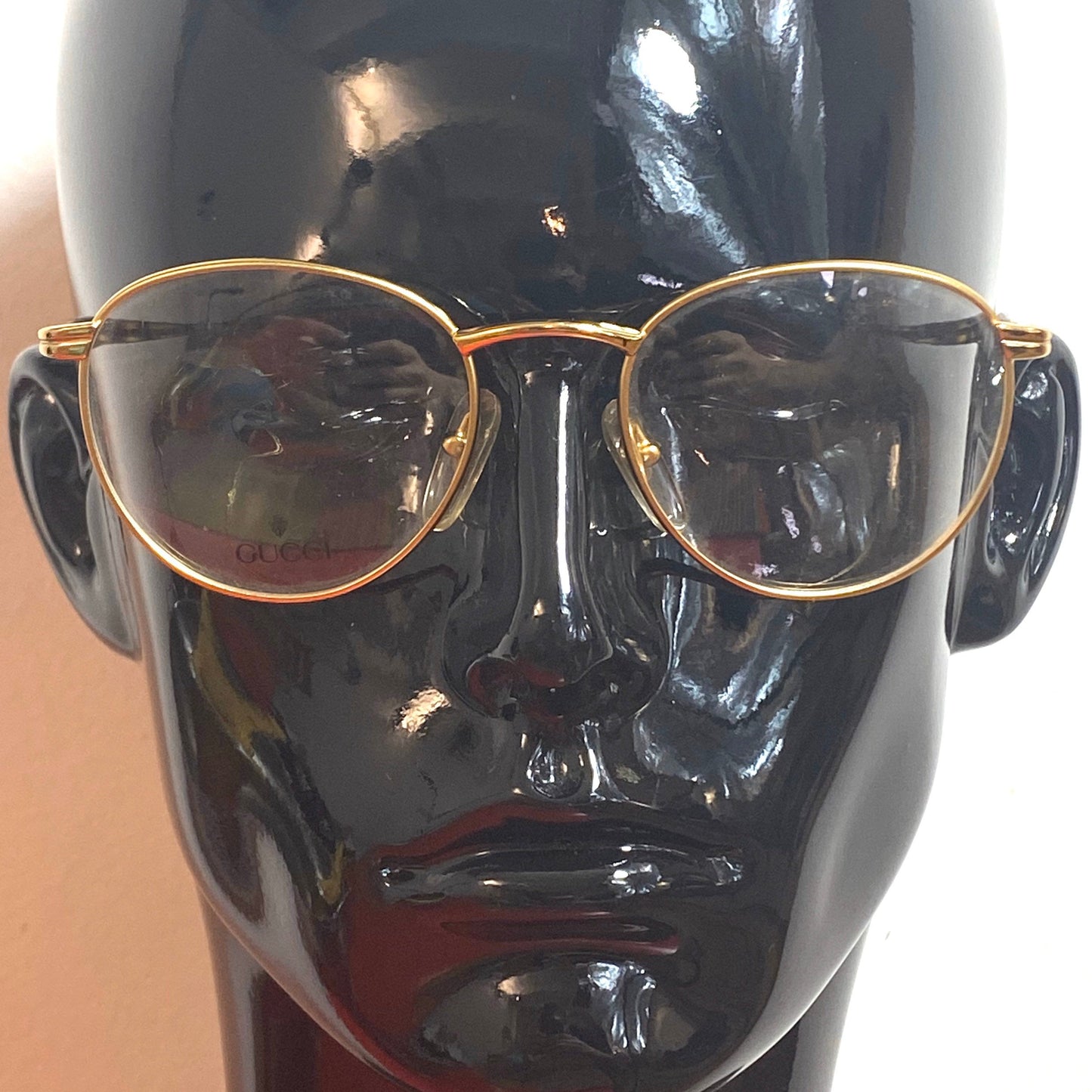 Gucci GG 1319 round gold plated metal frames made in Italy, 1980s NOs