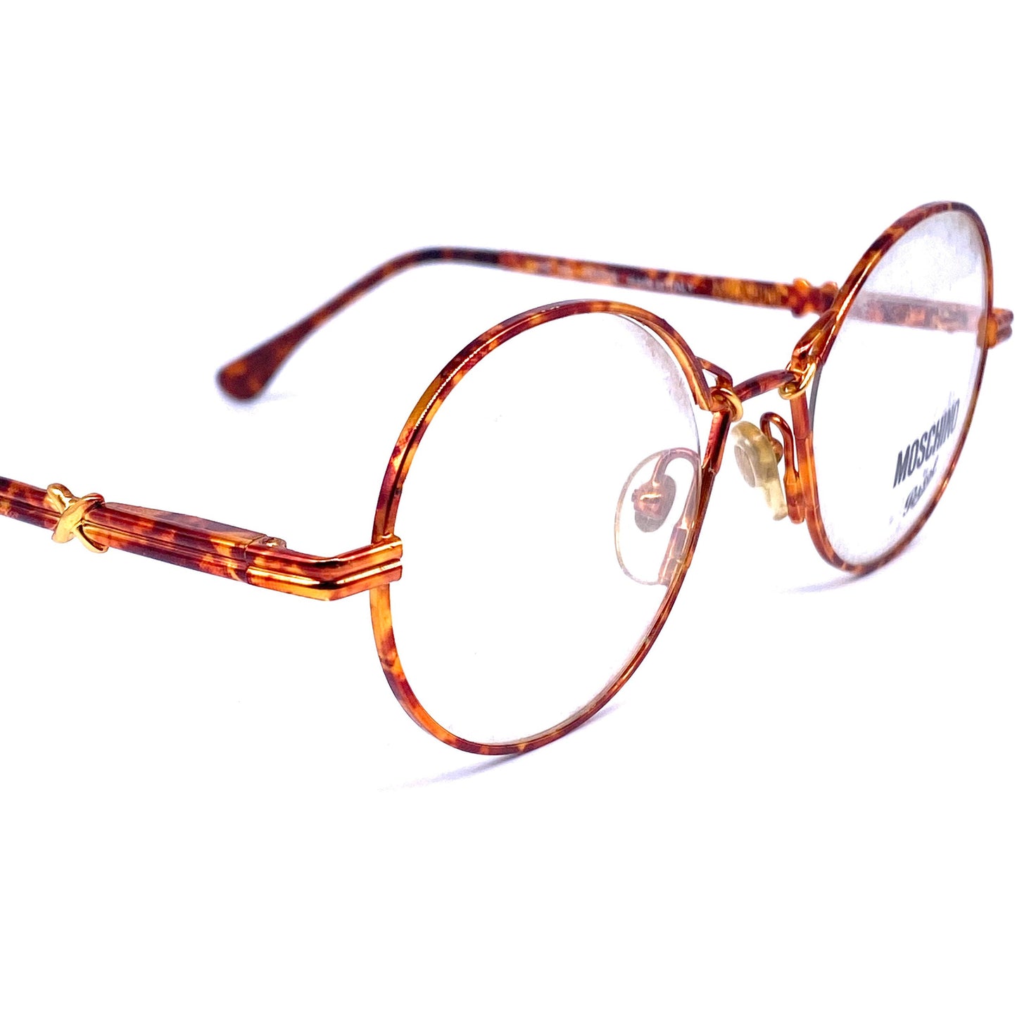 Moschino Persol MM514 round tortoise textured eyeglasss frames made in Italy, NOS 1980s