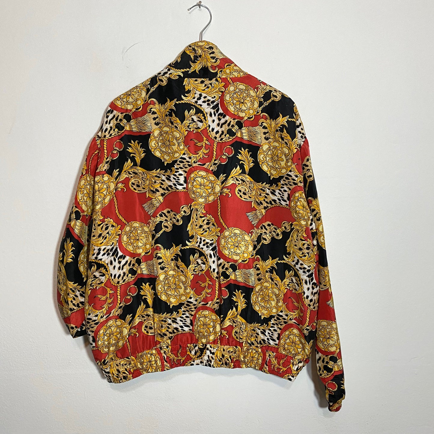 EVR cheetah red silk windbreaker jacket, 1990s and minty
