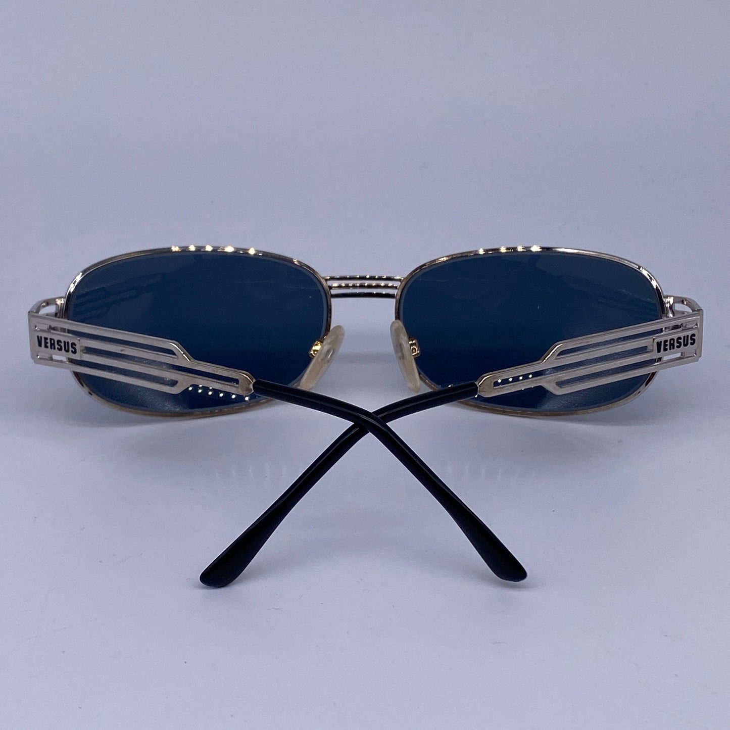 Versus Versace f36 silver oval wrap sunglasses made in Italy, 1990s NOS