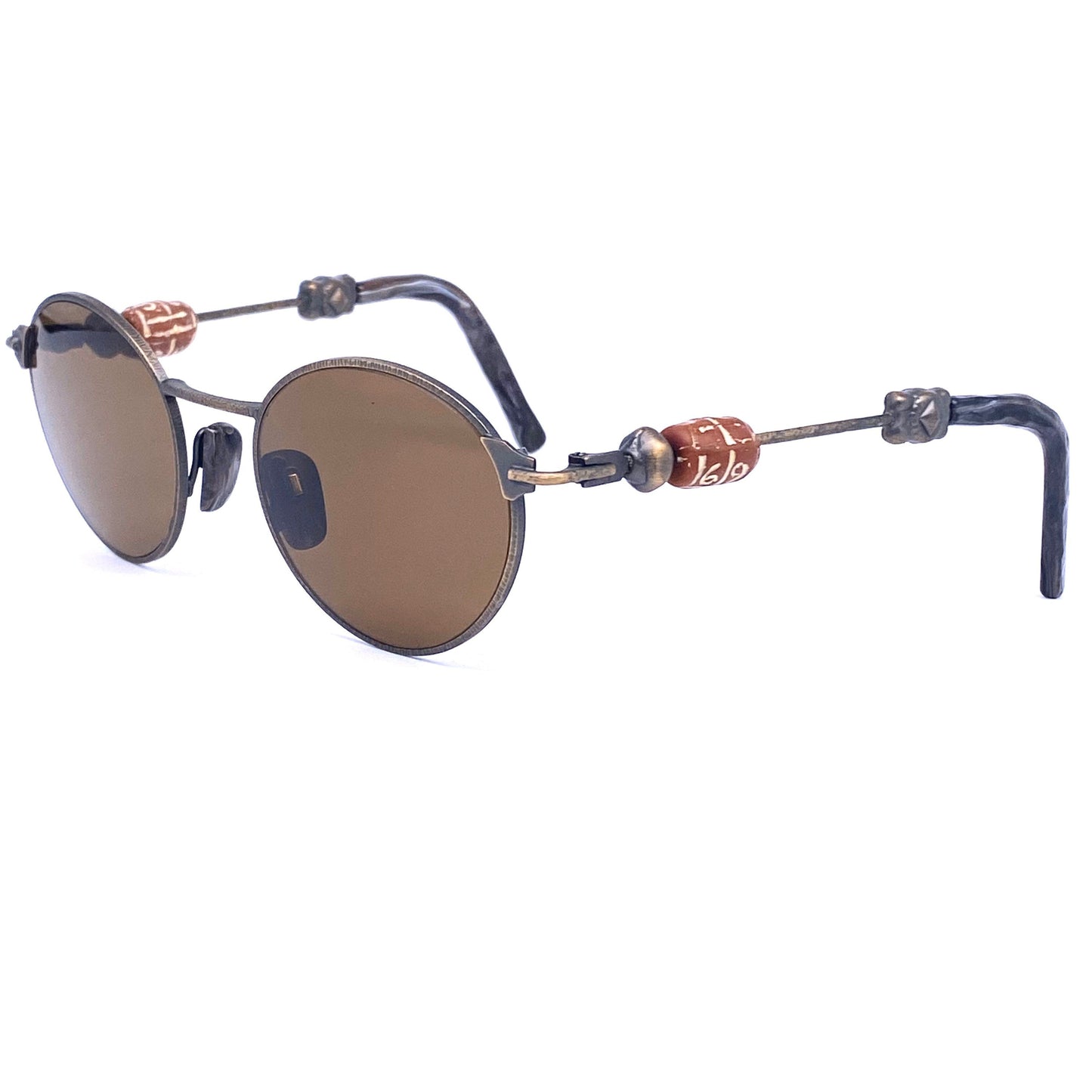 Silhouette hip round sunglasses with cool Afro beaded temples, NOS 90s Austria