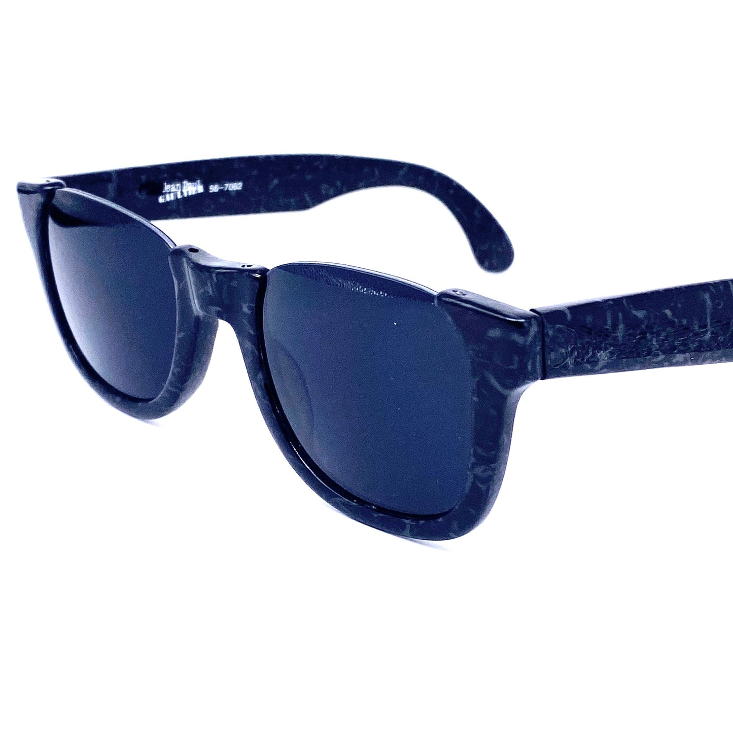 Junior Gaultier 56-7062 square modernist black/grey speckled sunglasses, Japan 1980s NOS