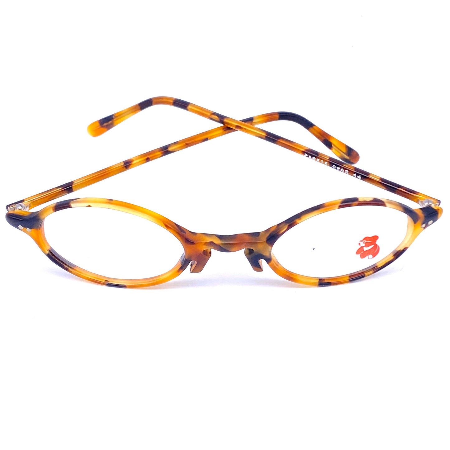 Retro Styled tortoise oval eyeglasses with unusual nose bridge, Victorian inspired spectacles NOS 80s