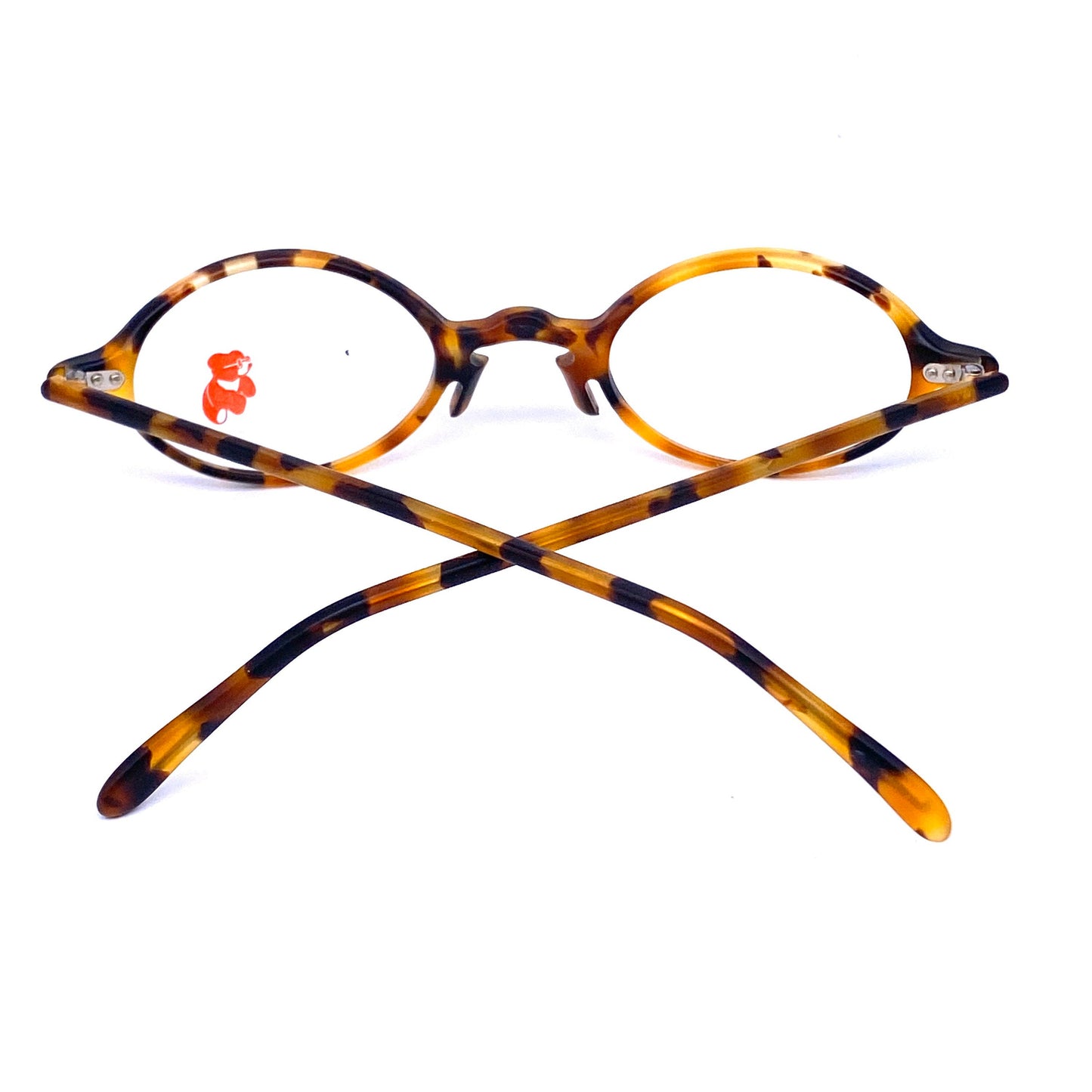 Retro Styled tortoise oval eyeglasses with unusual nose bridge, Victorian inspired spectacles NOS 80s