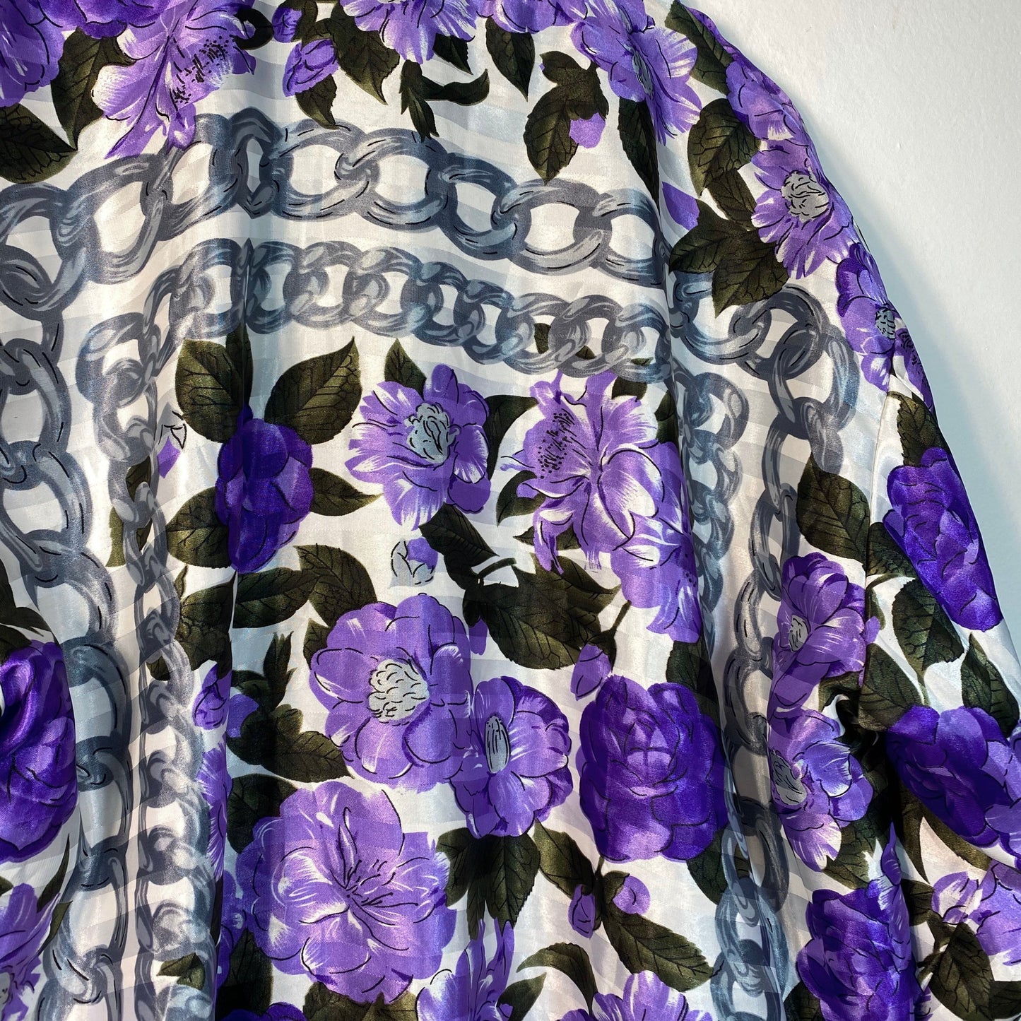 Baroque bomber jacket, chanel style silver chains & purple flowers, as M/L mid seasons