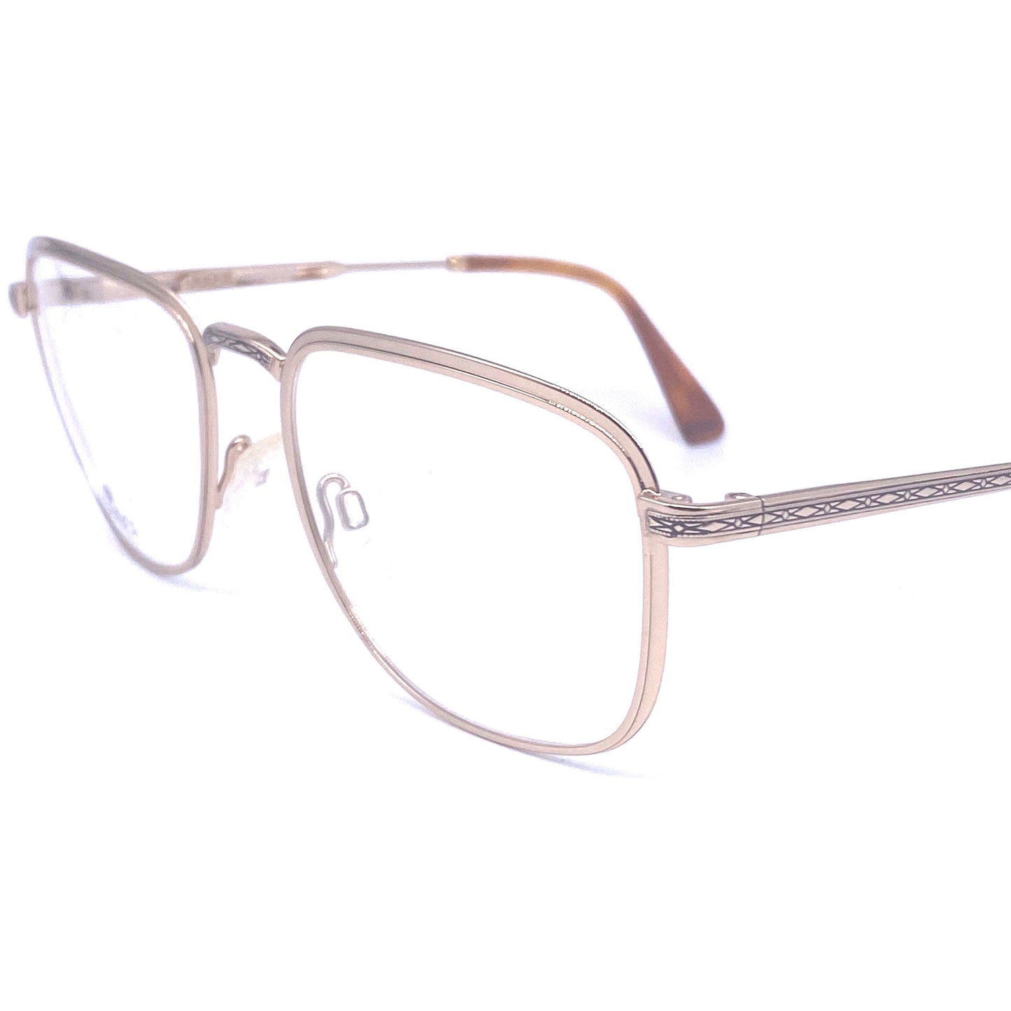 Gucci 1225square gold frames with decó details, 1990s NOS Italy