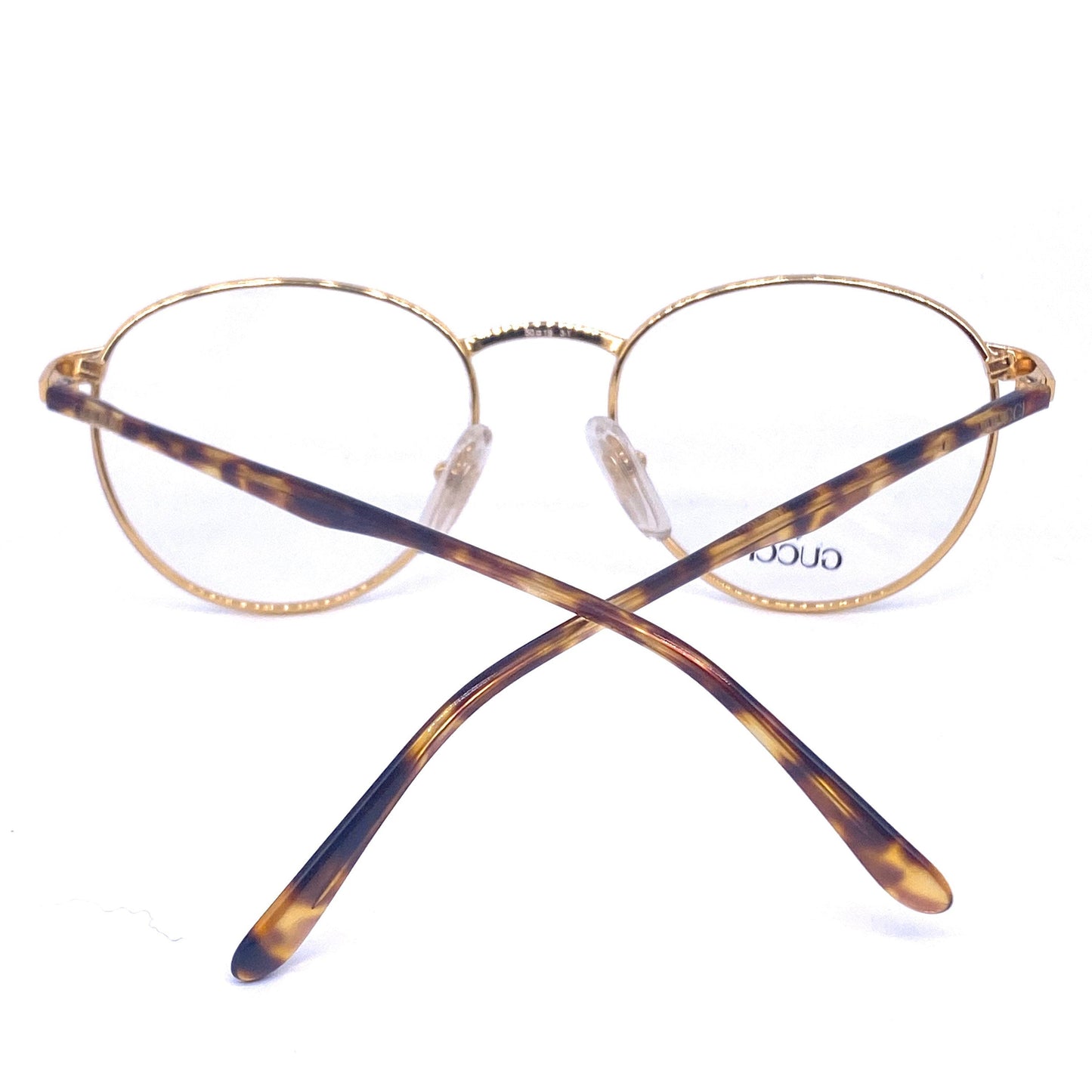 Gucci GG 1319 round gold plated metal frames made in Italy, 1980s NOs