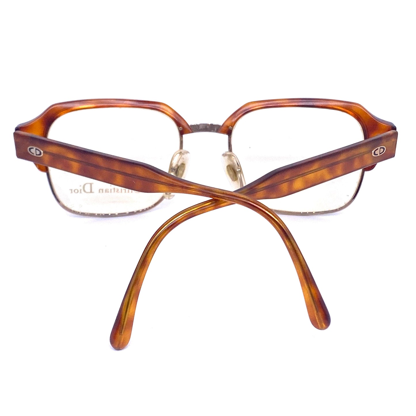 Christian Dior 2587 preppy tortoise gold clubmaster eyeglasses frames, 1980s NOS