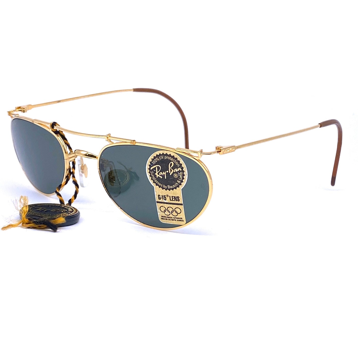 RayBan B&L hip oval golden metal sunglasses made in USA, 1980s NOS