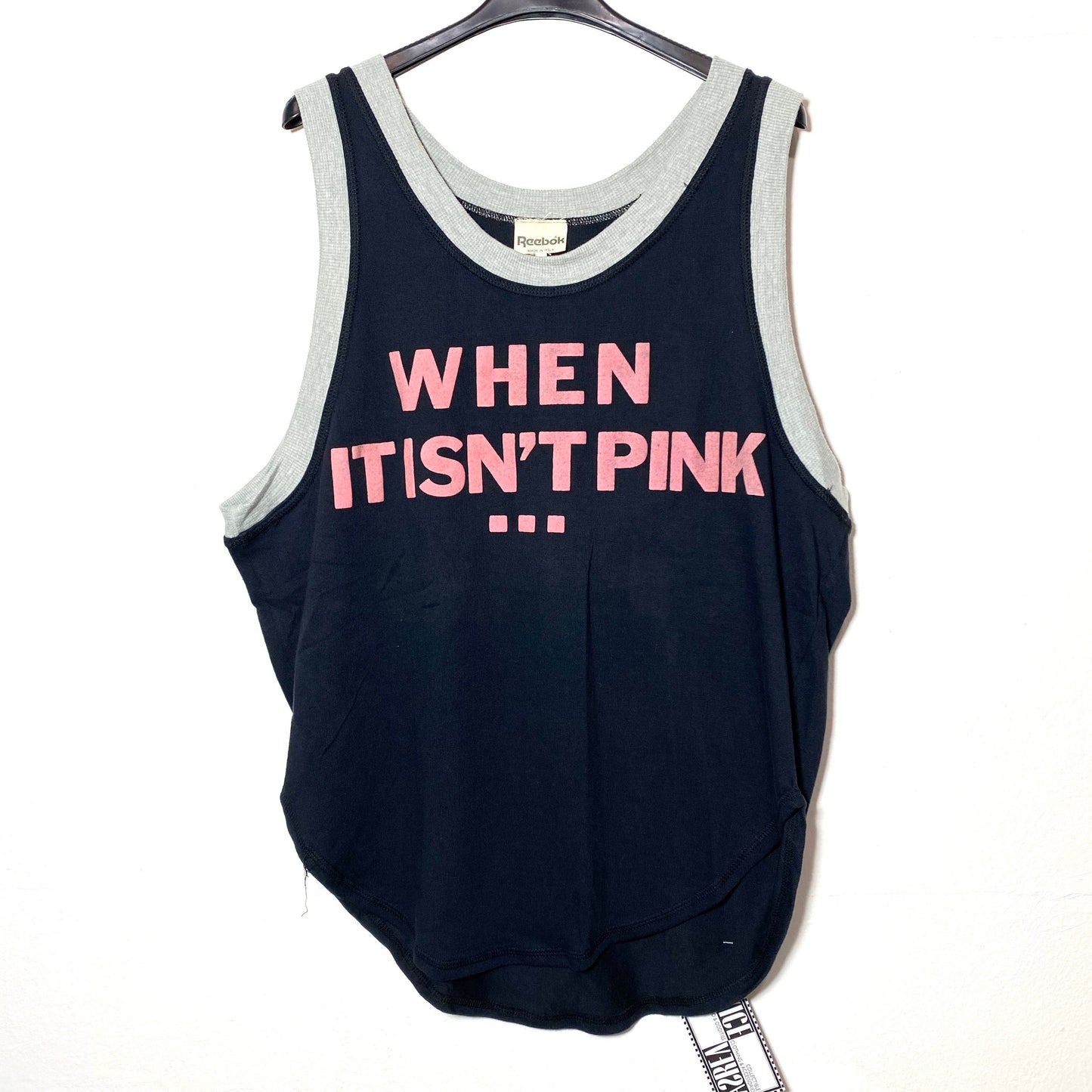 Reebok since 1895 black jogging tank top with ribbed profiles, 1980s NOS