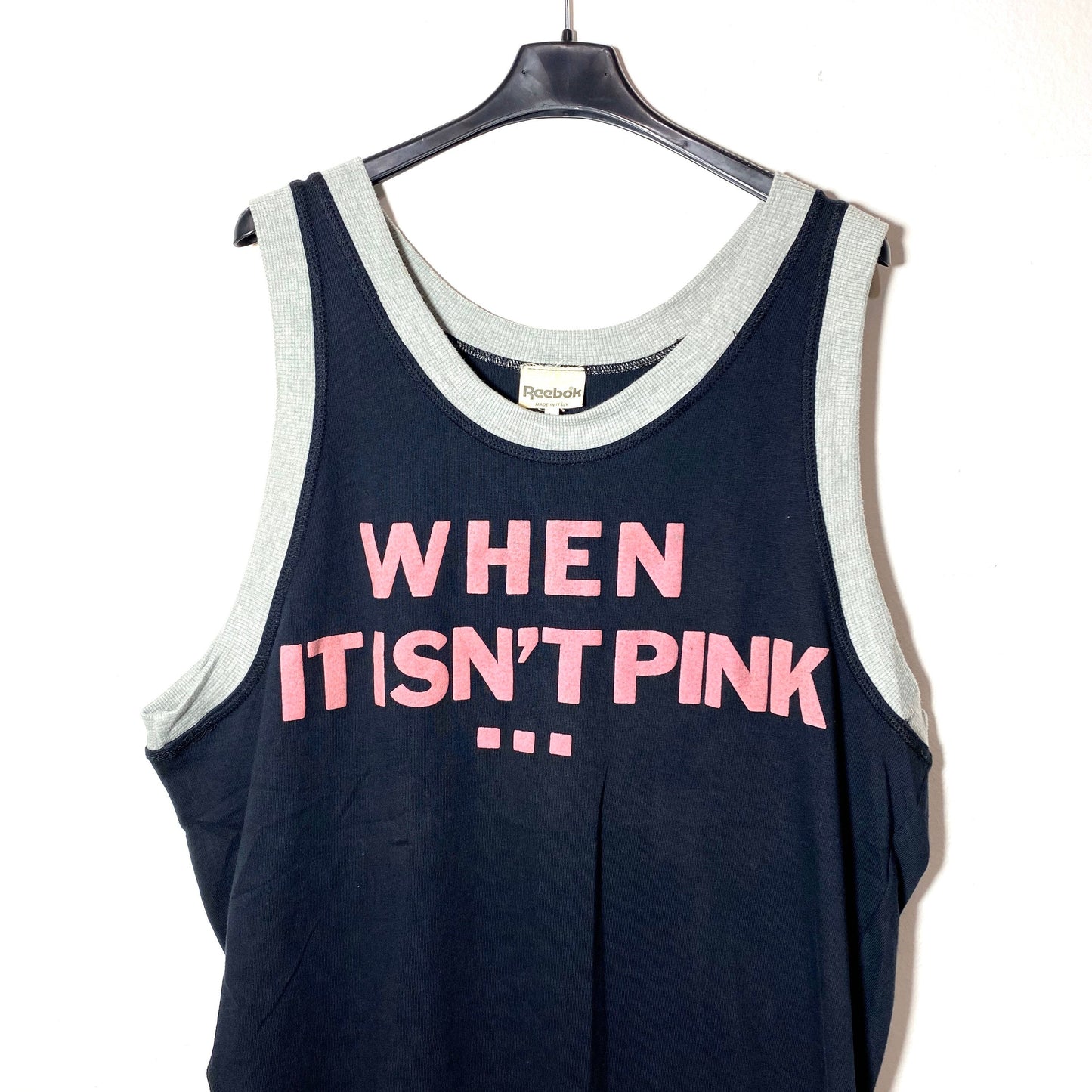 Reebok since 1895 black jogging tank top with ribbed profiles, 1980s NOS