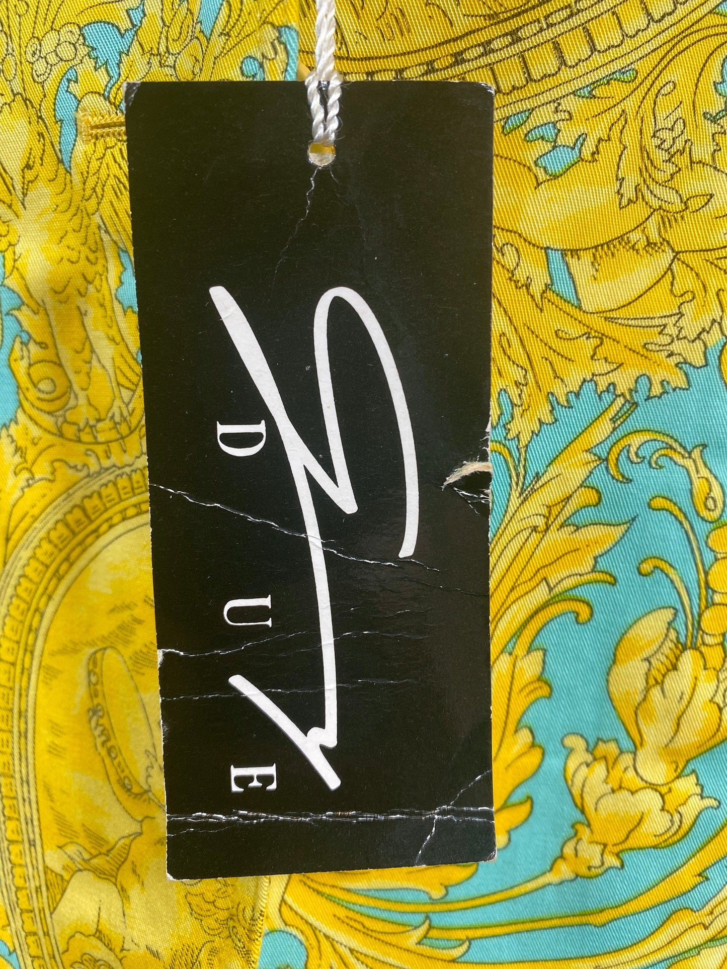 Genny by Versace vintage NWT baroque cotton blazer, turquoise/yellow print sz 42