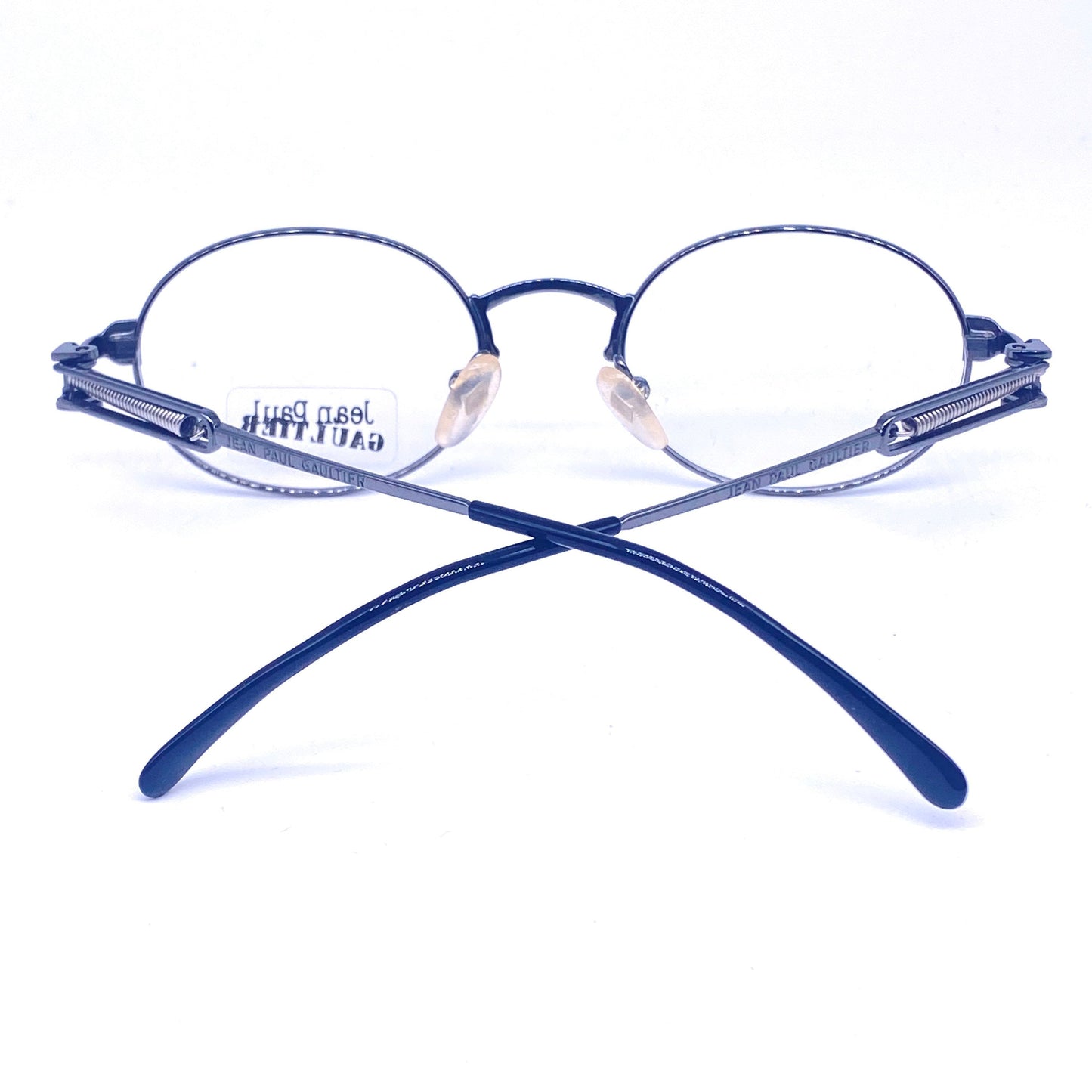 Jean Paul Gaultier 55-5104 oval gunmetal eyeglasses with spring hinges, made in Japan NOS 1980s