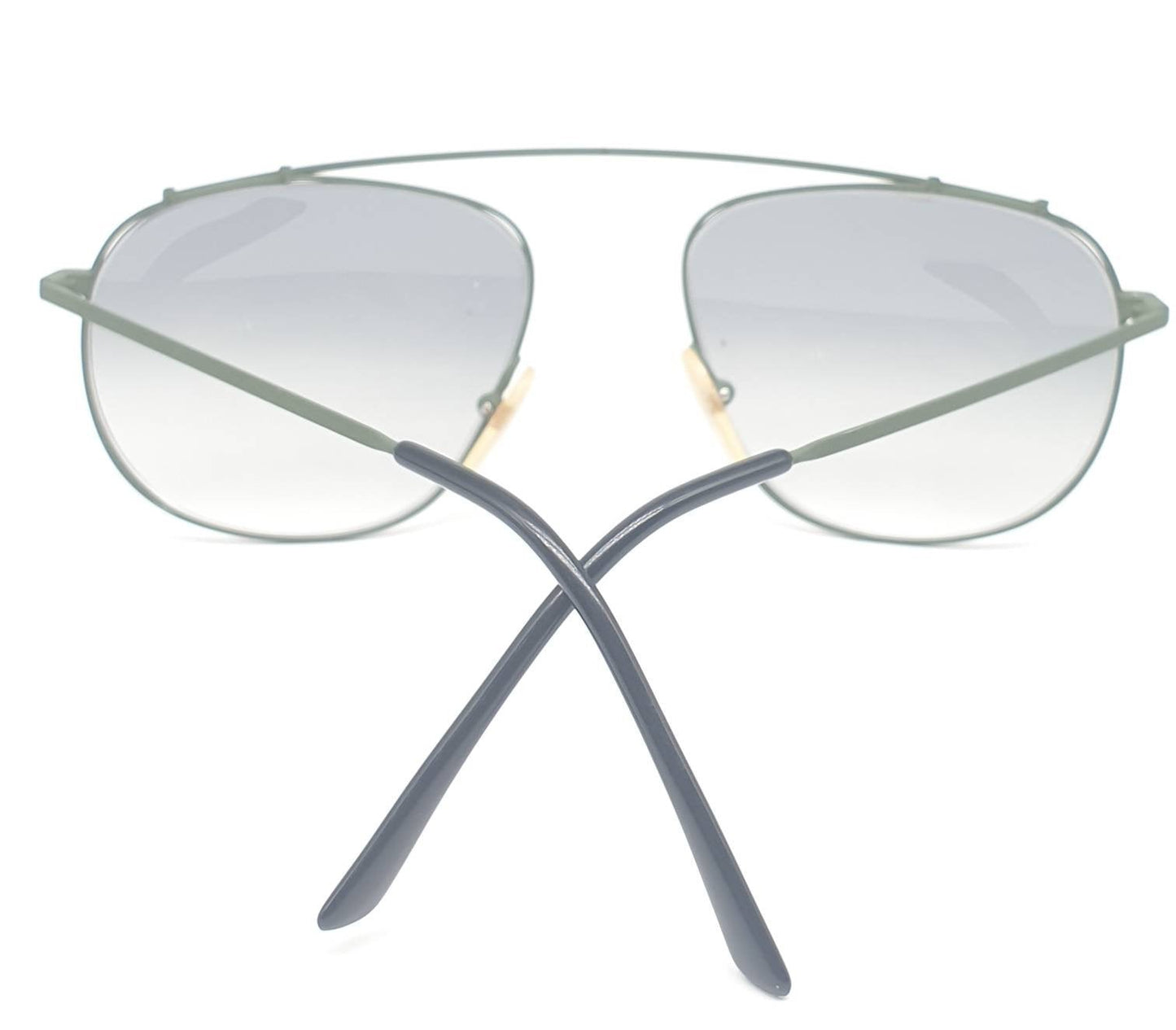 Lozza Delta Force II 135 vintage square / aviator bridgeless sunglasses, light metal frame and green lenses, made in Italy 1990s NOS