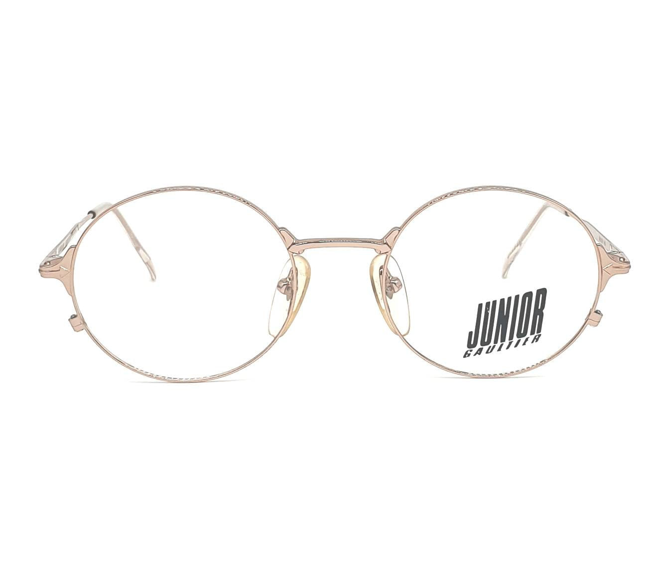 Junior Gaultier 52-2175 round rose golde metal eywglasses made 1980s NOS
