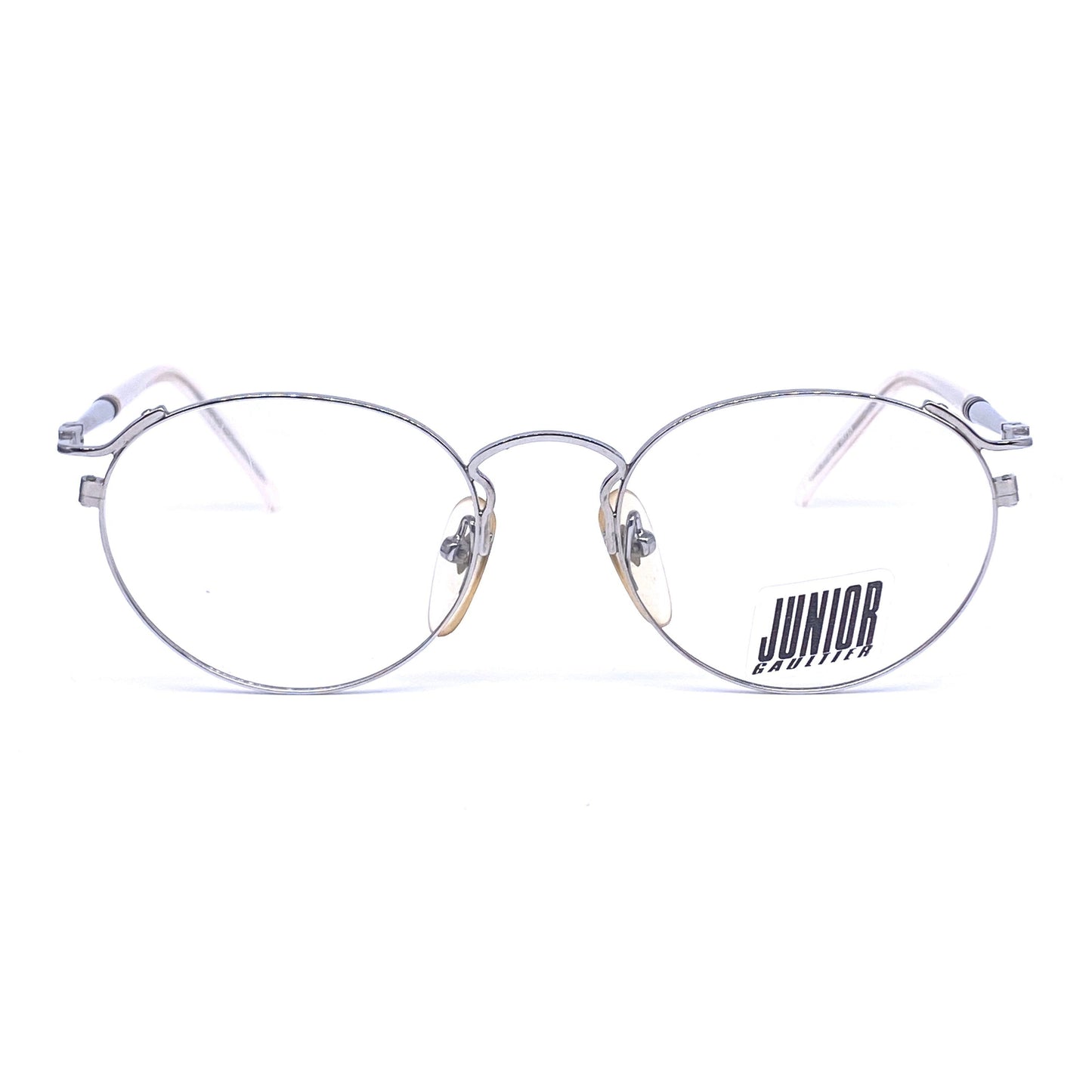 Junior Gaultier 52-2271 round silver metal steampunk eyeglasses made in Japan, 1980s NOS