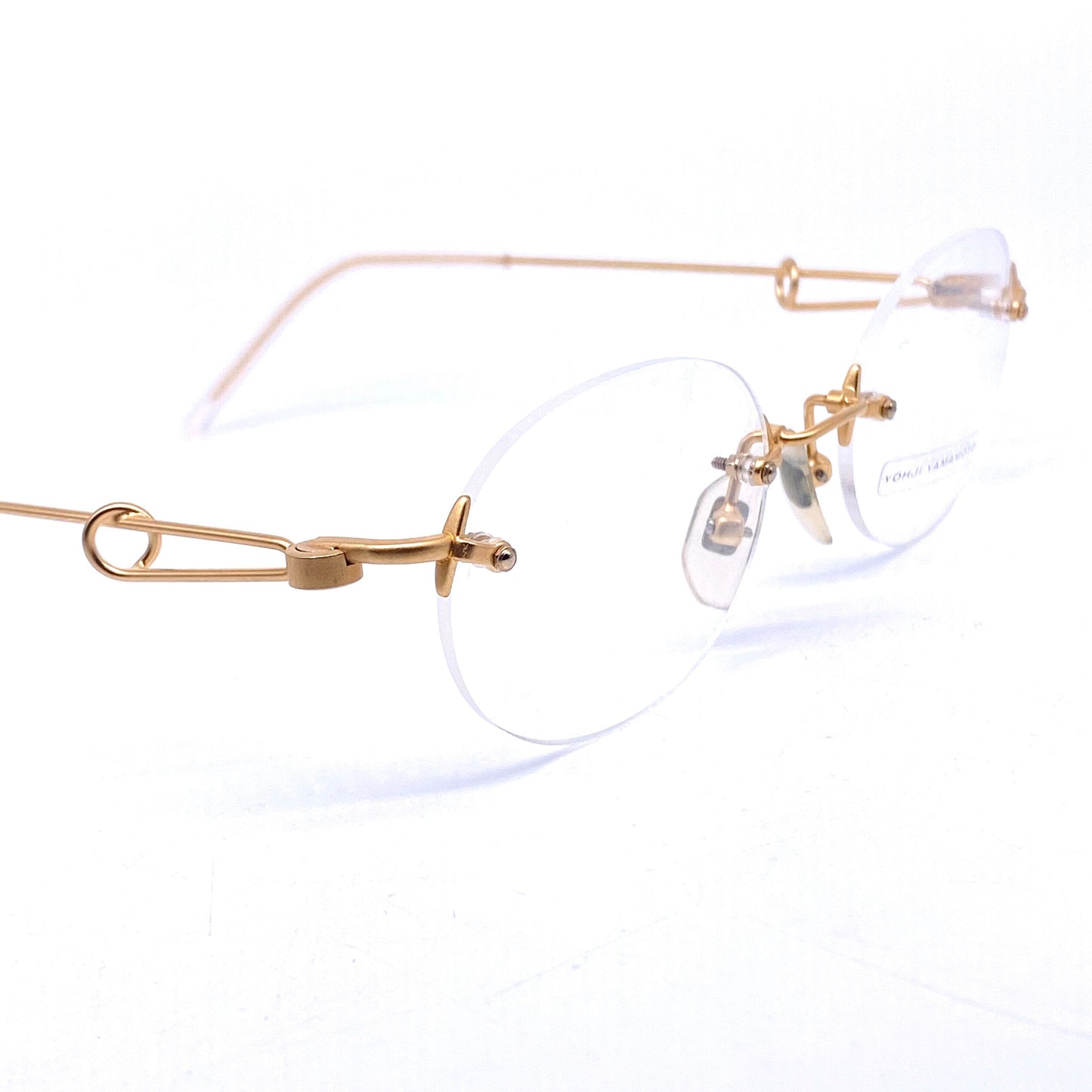 Yohji yamamoto 51-4114 rimless oval matte gold 23k gold plates eyeglasses frames, Japan 1990s NOS