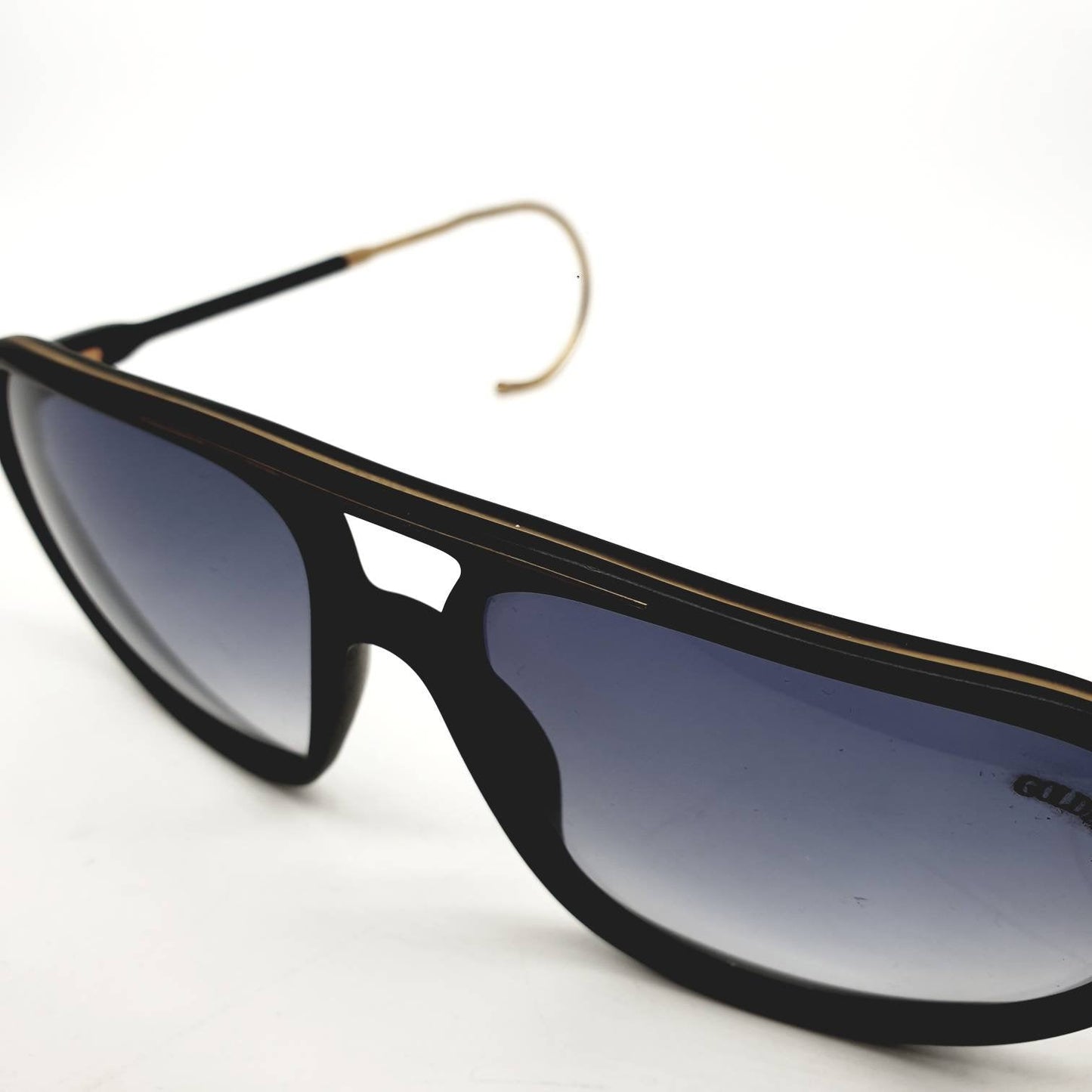 Lozza Zilo gold matt Black cello aviator sunglasses, golden cable temples 1970's NOS