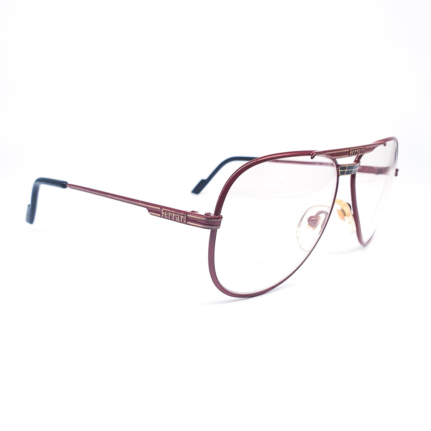 Ferrari Burgundy Oversized Aviator Eyeglasses Frames Made In Italy 1980s NOS