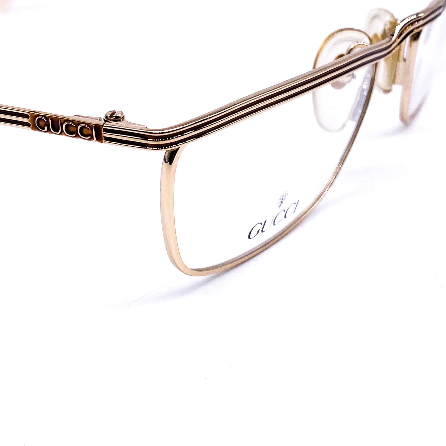 Gucci gg1208 Shinny Gold Square Eyeglasses Frame, 90s NOS made in Italy