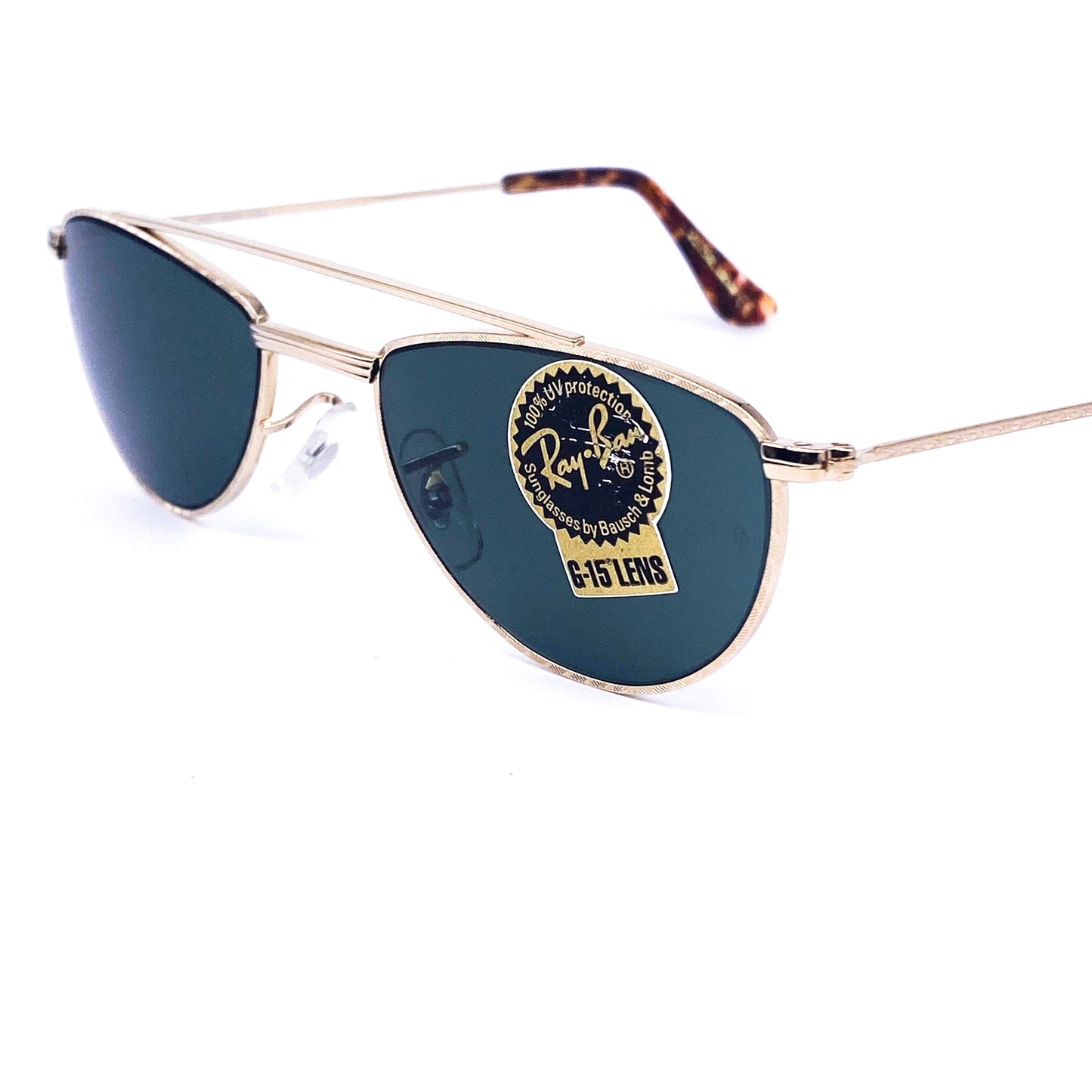RayBan W1758 oval gold aviator sunglasses made in USA, 1980s NOS