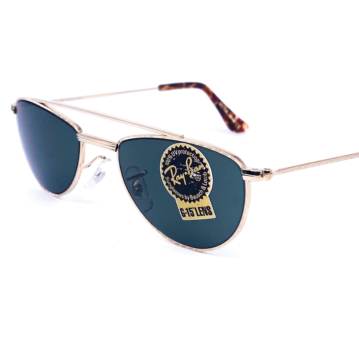 RayBan W1758 oval gold aviator sunglasses made in USA, 1980s NOS