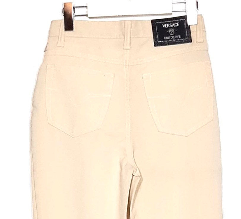 Versace Jeans Couture NOS Medusa beige elasthane slim fit pants sz