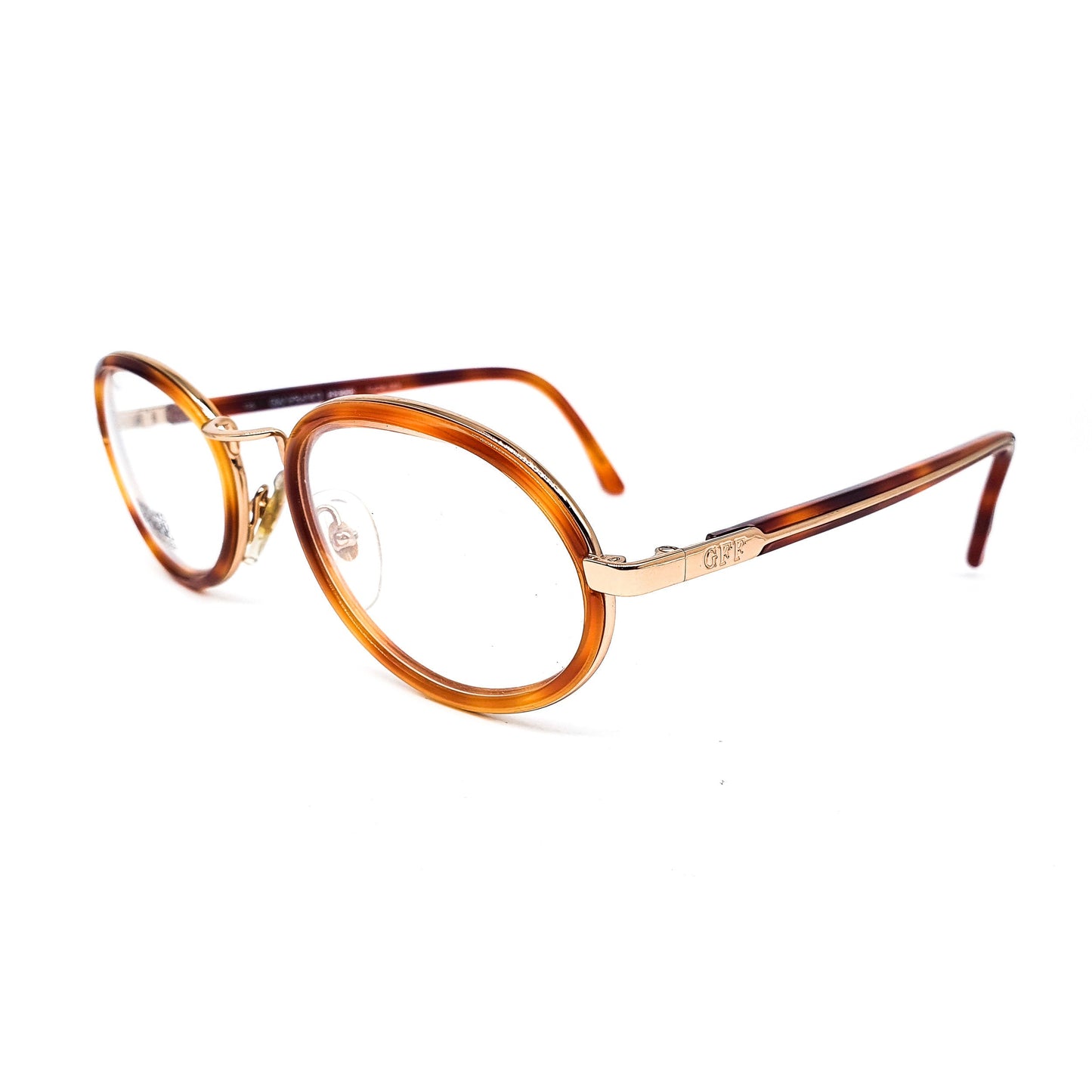 Gianfranco Ferre GFF 61 classic round blonde cello eyeglasses, 1980s NOS Italy