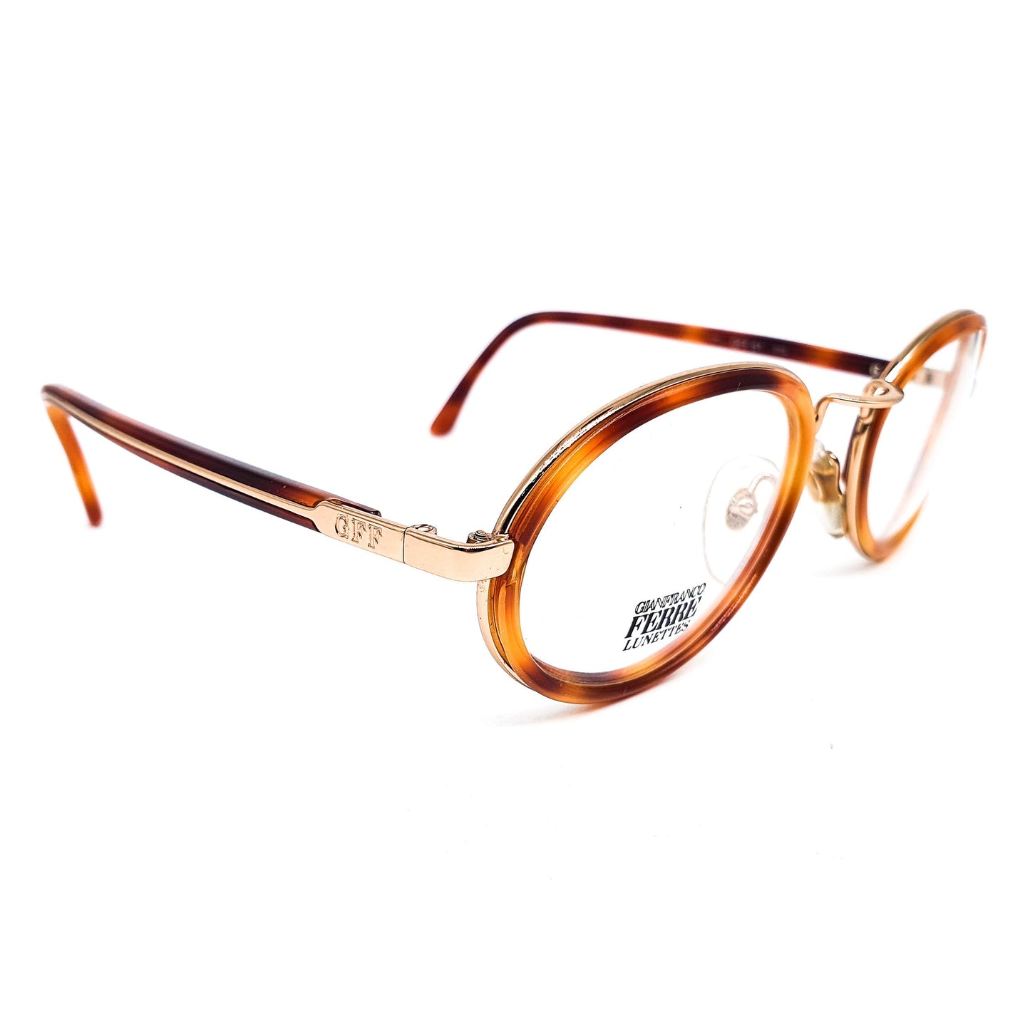 Gianfranco Ferre GFF 61 classic round blonde cello eyeglasses, 1980s NOS Italy
