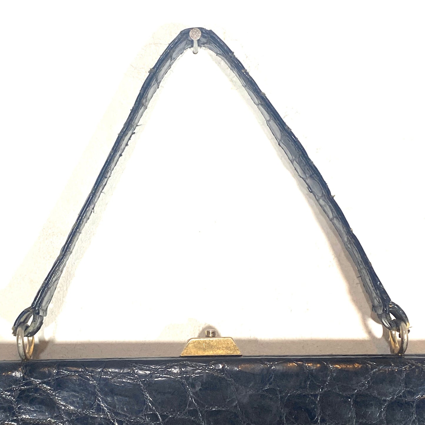 Black alligator hand bag made in Italy in the 50s /60s , great condition