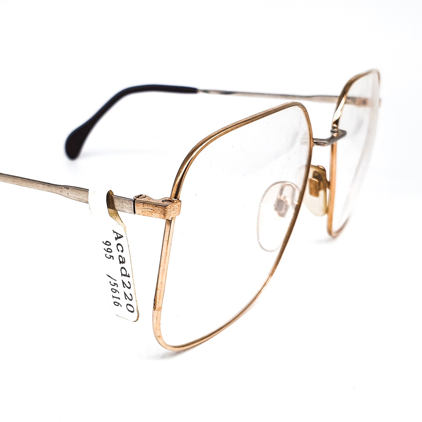 Neostyle academic 220 995 oversized square golden geeky eyeglasses frames, 1980s NOS Germany