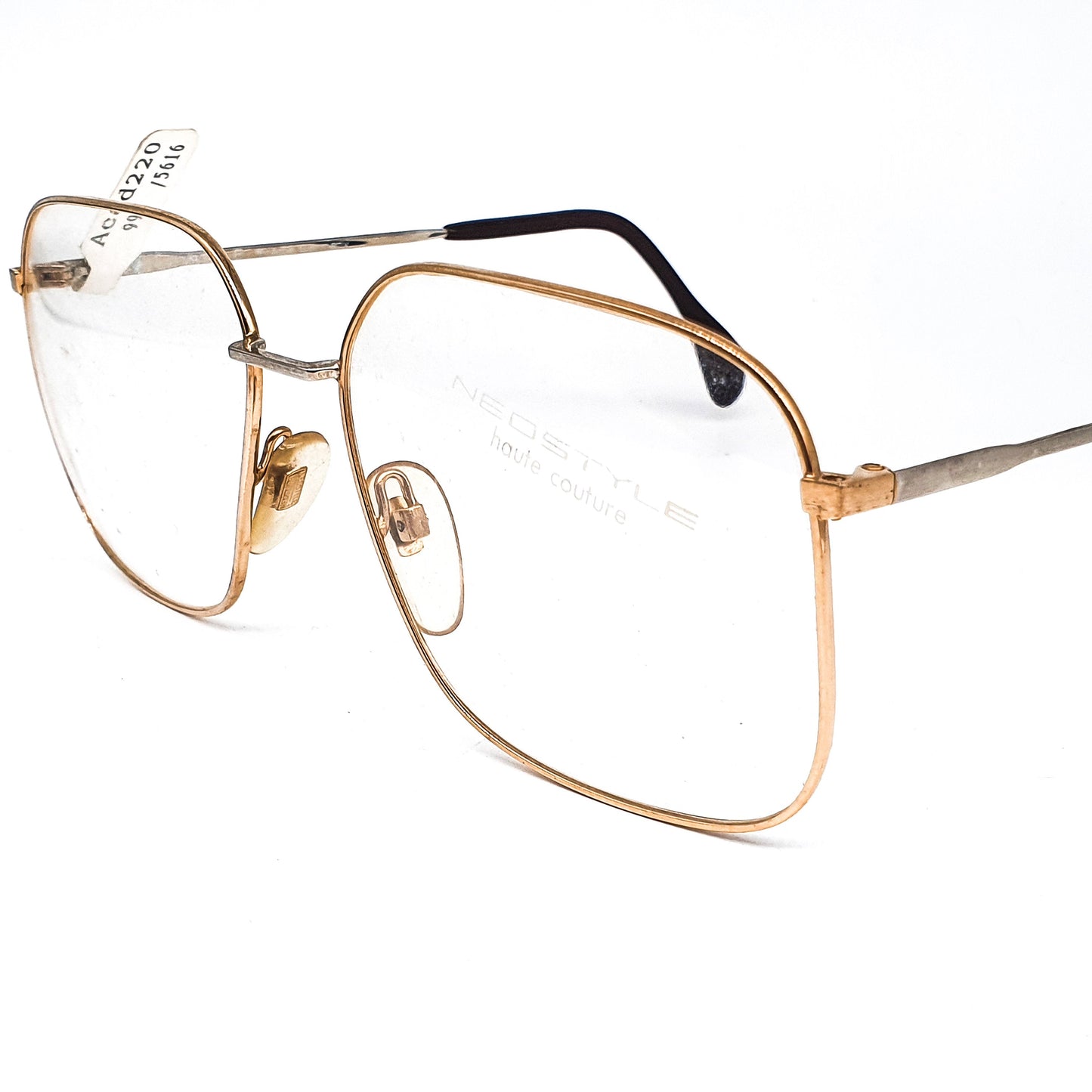 Neostyle academic 220 995 oversized square golden geeky eyeglasses frames, 1980s NOS Germany