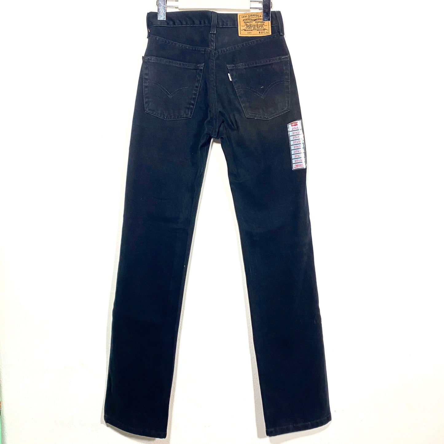 Levi’s 551 NOS/NWT 90s deep black jeans with black stitching, new and mint 90s deadstock